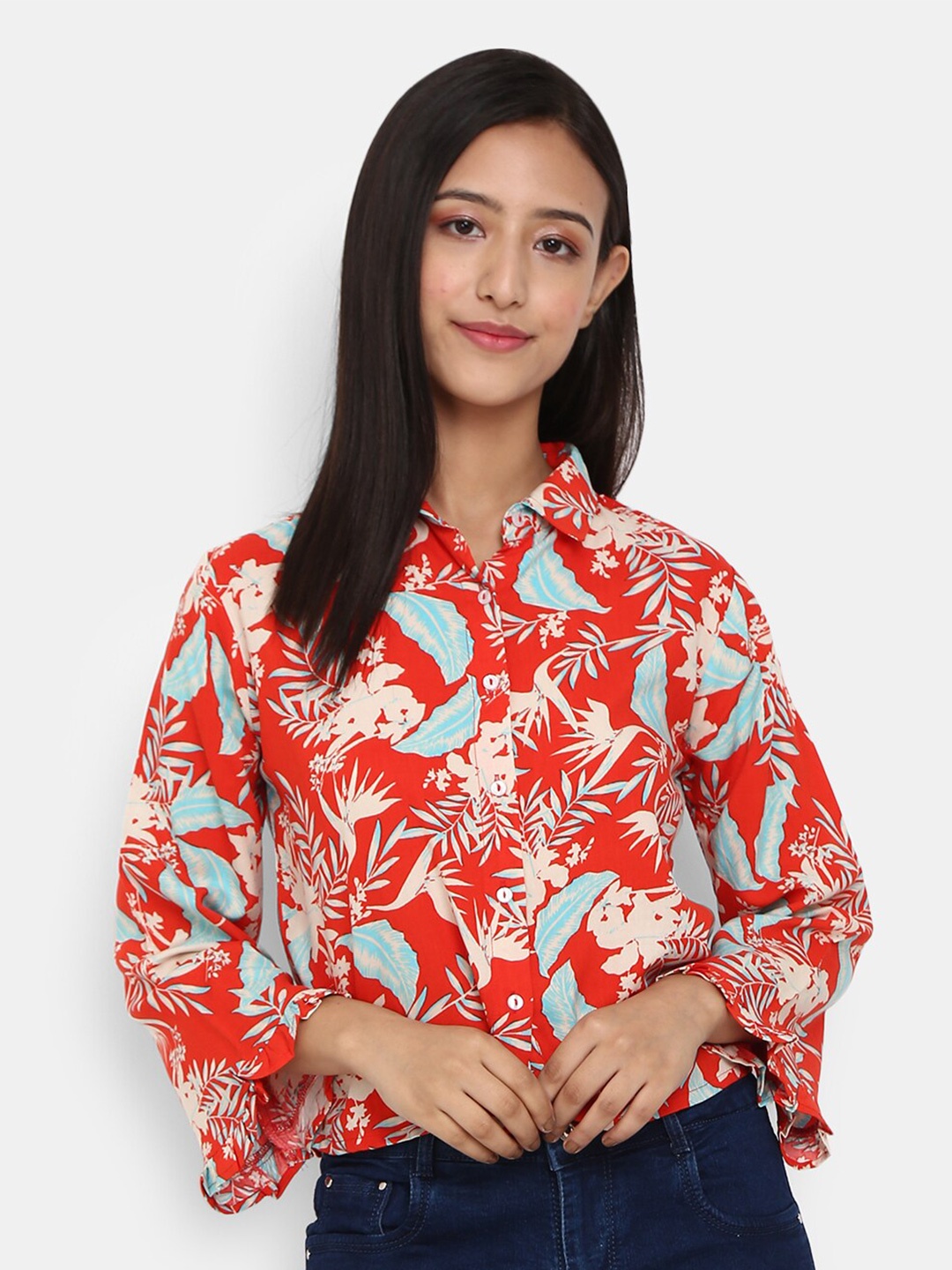 

V-Mart Women Red Floral Printed Casual Shirt