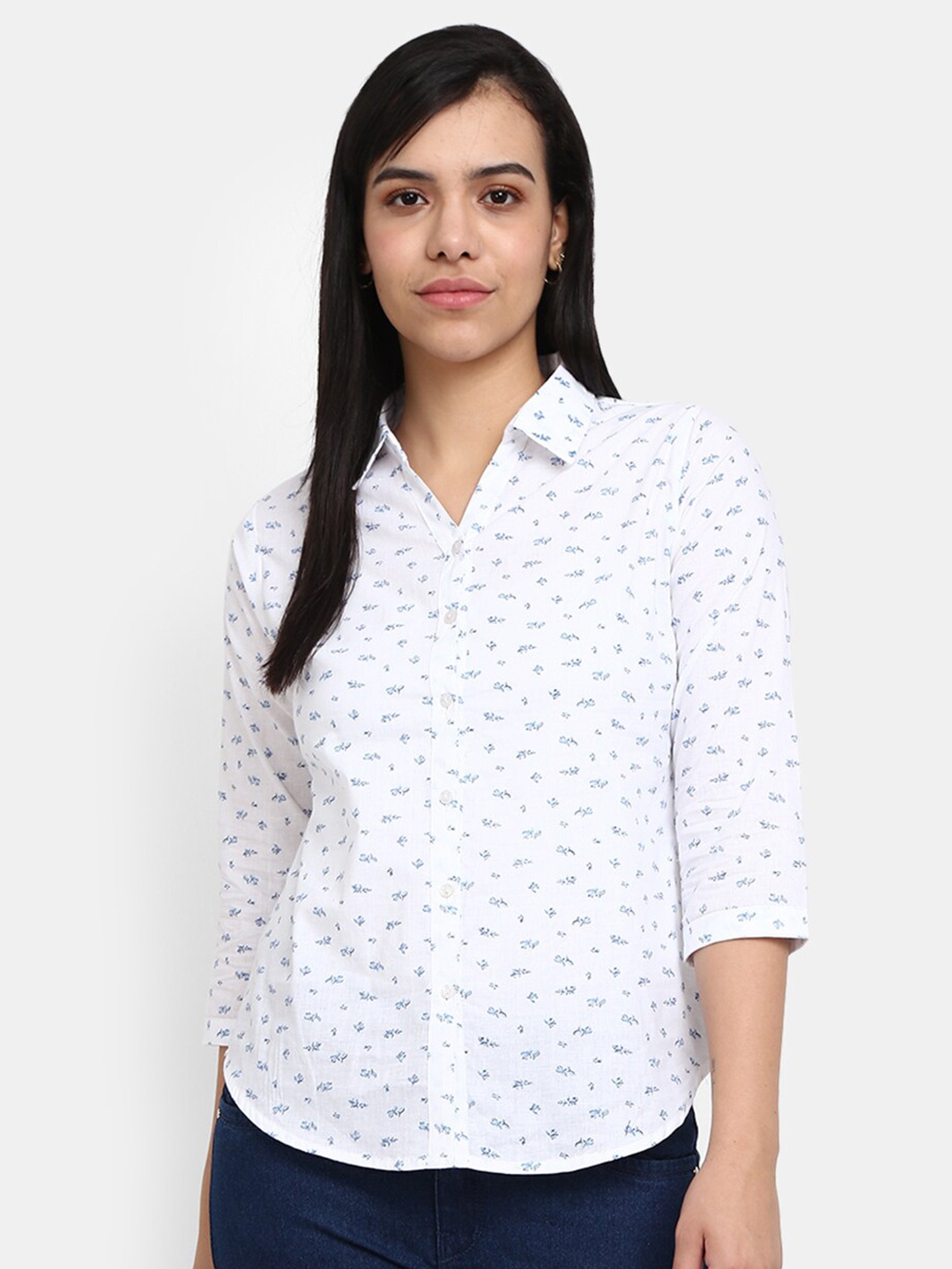 

V-Mart Women White Printed Casual Shirt