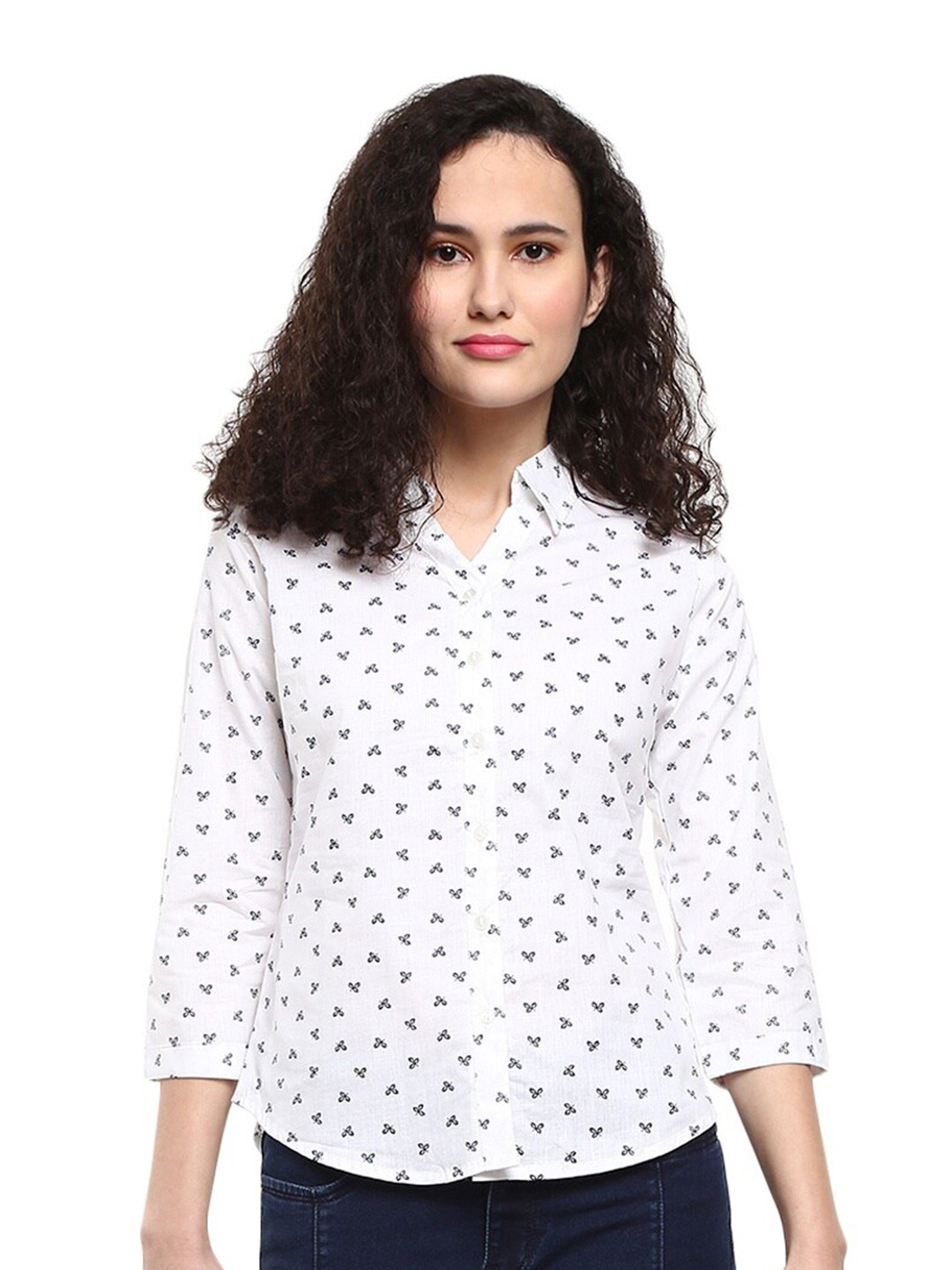 

V-Mart Women White Printed Casual Shirt