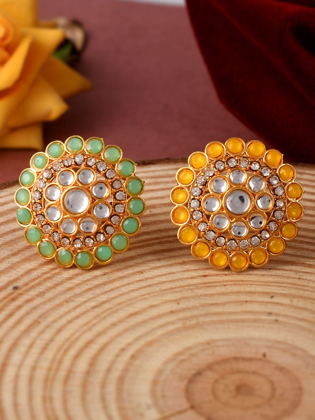 

Silvermerc Designs Set Of 2 Gold-Plated Gold Kundan Studded Finger Rings