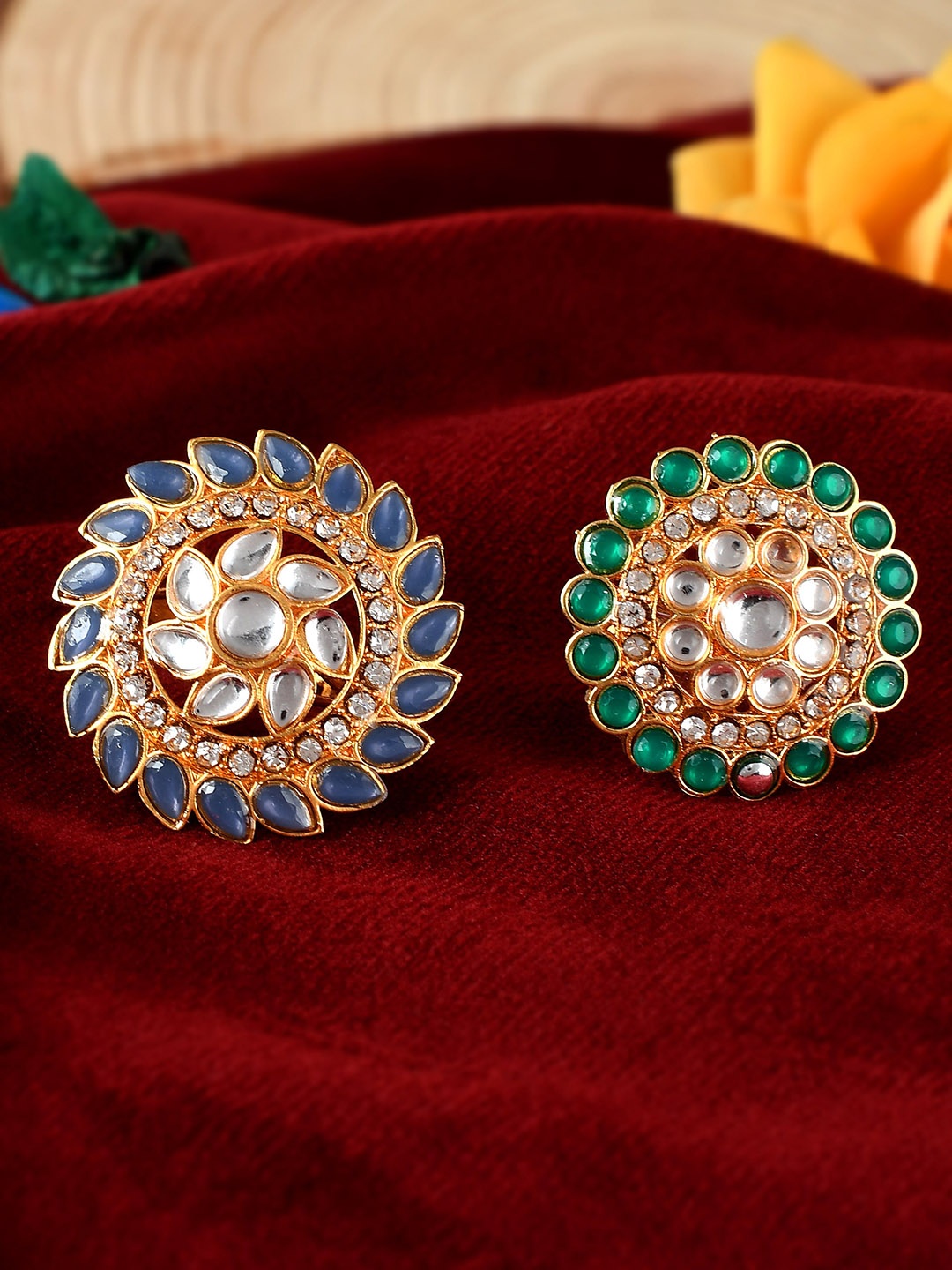 

Silvermerc Designs Set Of 2 Gold-Plated Gold Kundan Studded Finger Ring