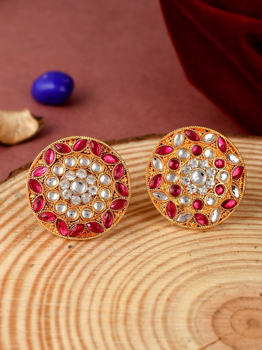 

Silvermerc Designs Set Of 2 Gold-Plated Stone-Studded Finger Ring