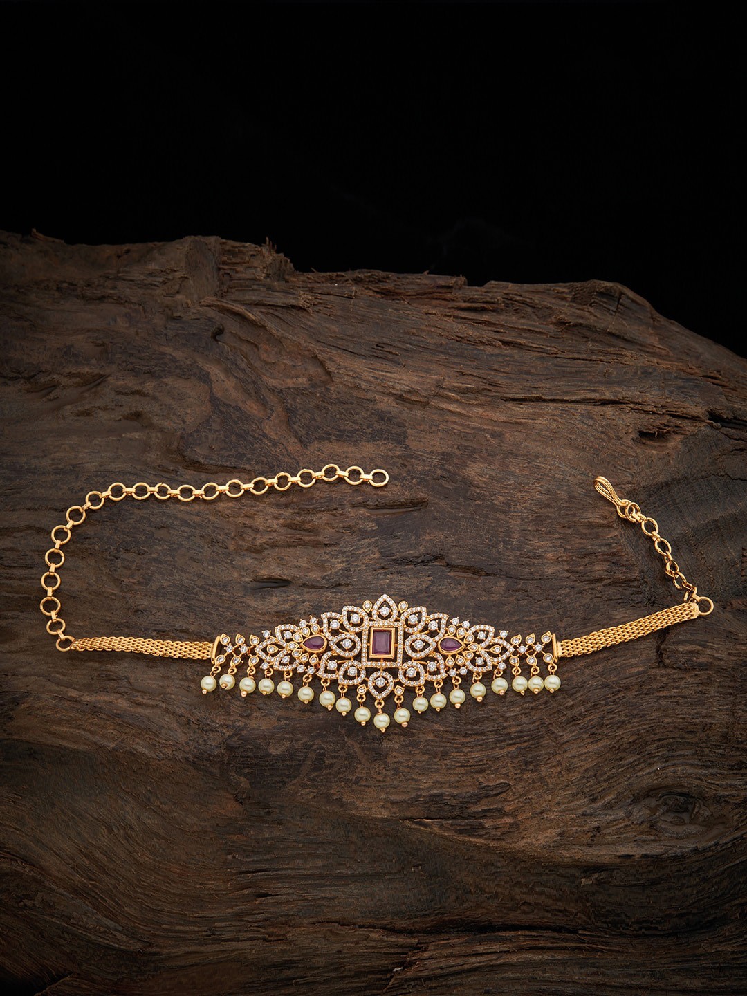 

Kushal's Fashion Jewellery Women Gold-Plated Red Cubic Zirconia Armlet Bracelet