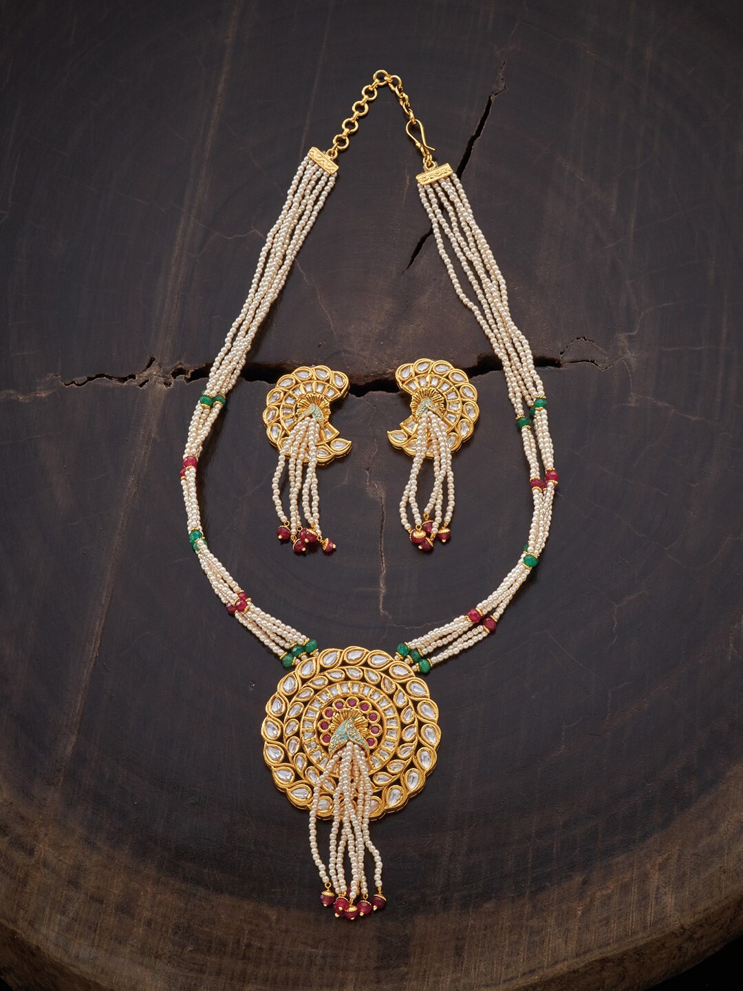 

Kushal's Fashion Jewellery White & Gold Plated Layered Jewellery Set