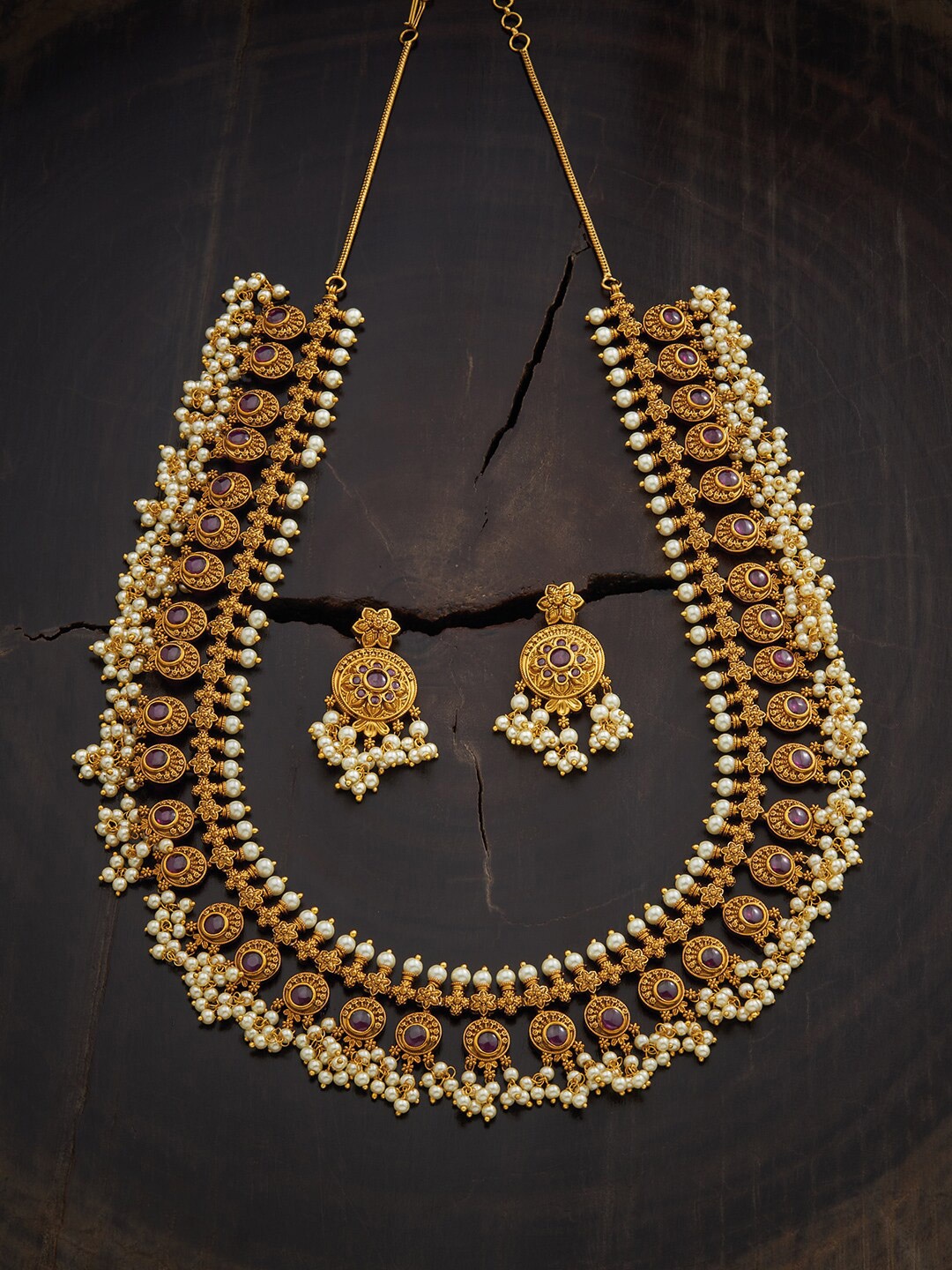 

Kushal's Fashion Jewellery Gold Plated Pink Jewellery Set