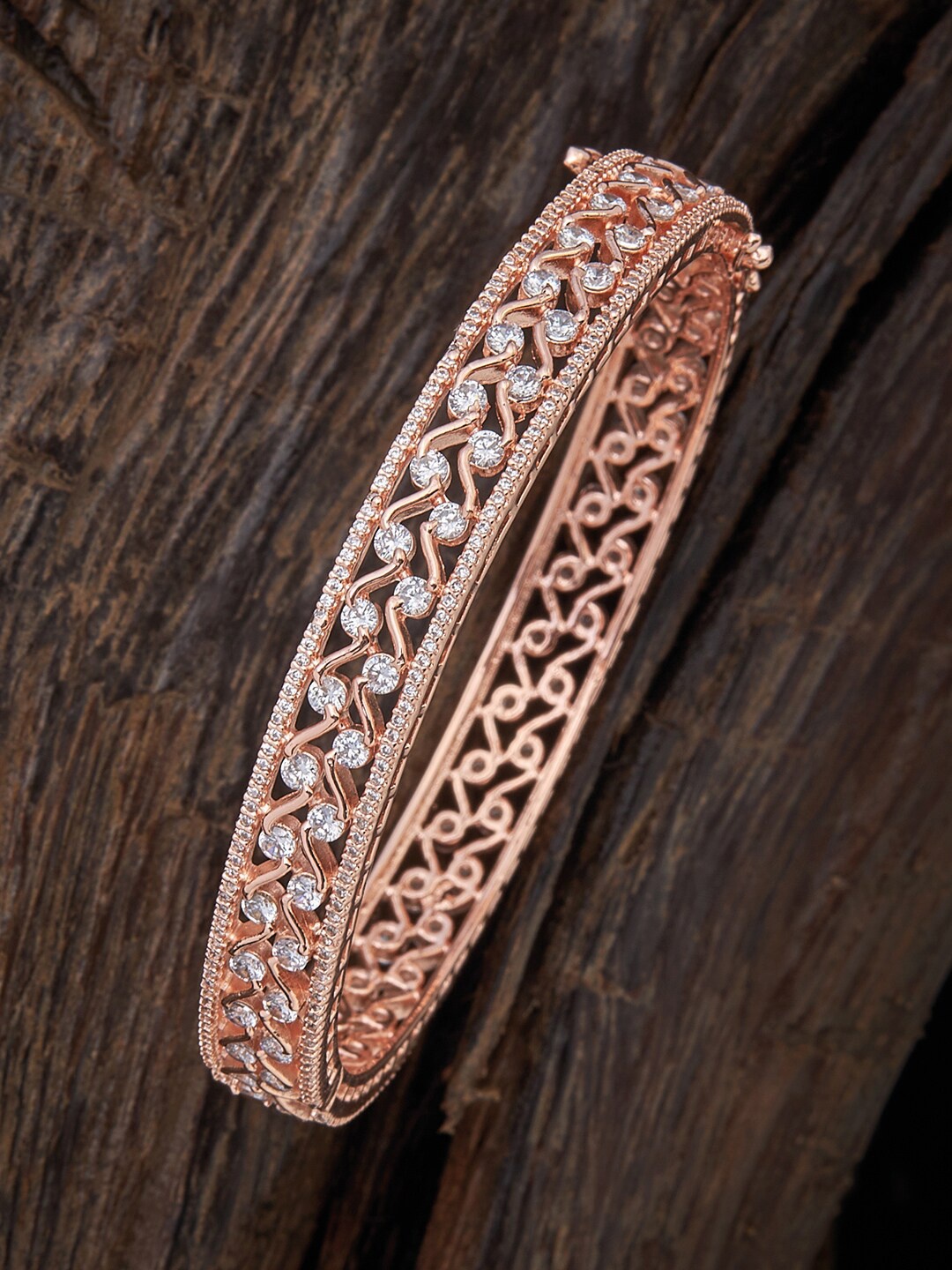 

Kushal's Fashion Jewellery Rose Gold-Plated & White CZ-Studded Bangle