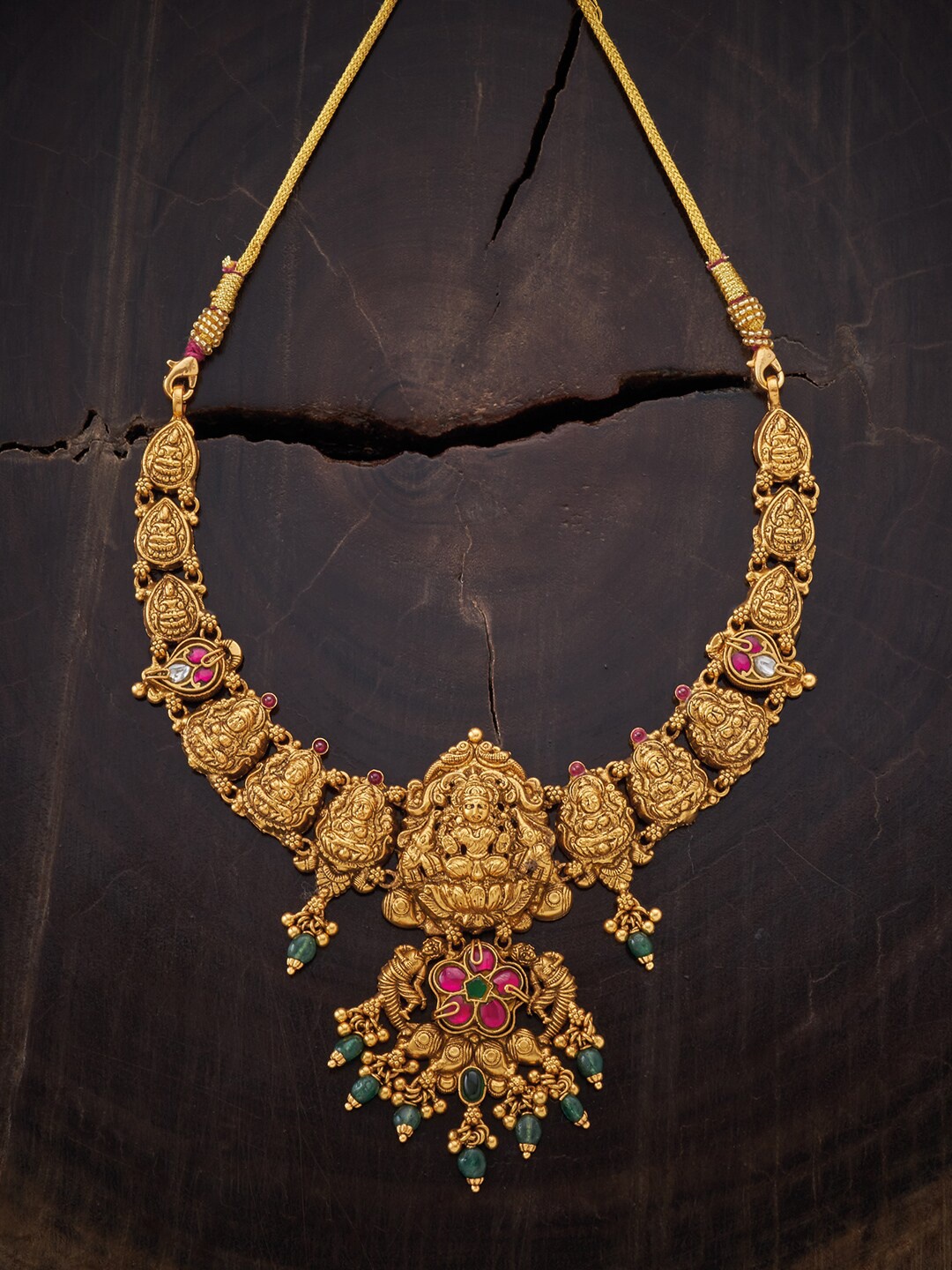 

Kushal's Fashion Jewellery Gold-Toned & Red Silver Gold-Plated Temple Necklace