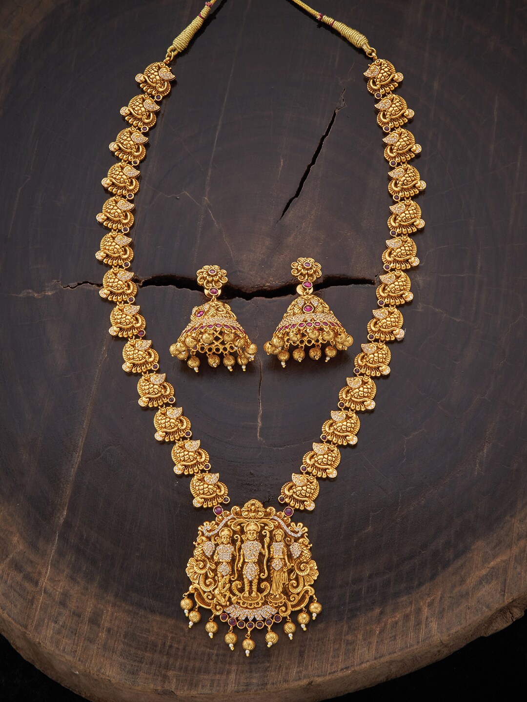 

Kushal's Fashion Jewellery Gold-Plated Temple Jewellery Set