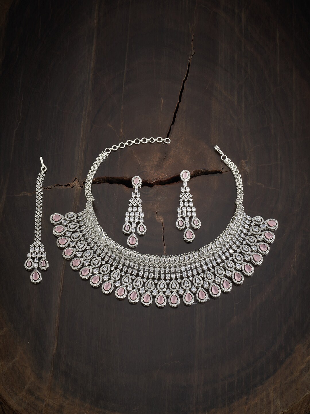 

Kushal's Fashion Jewellery Silver Toned Rhodium Plated Jewellery Set