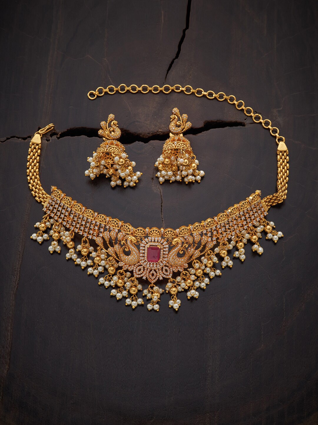 

Kushal's Fashion Jewellery Gold Plated Studded Jewellery Set