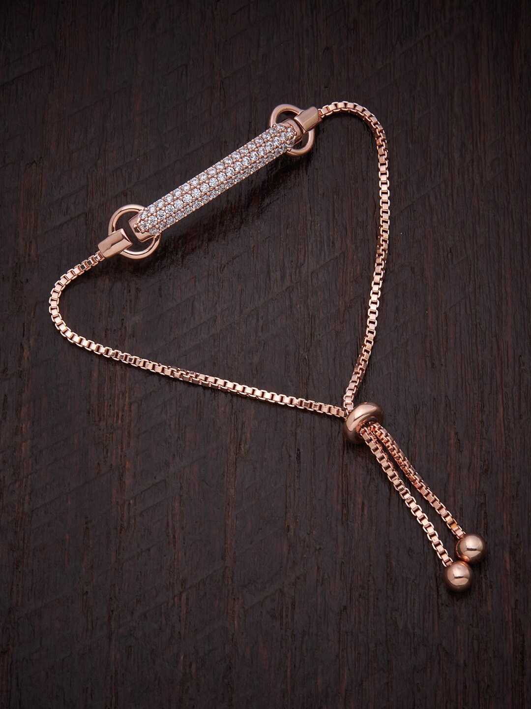 

Kushal's Fashion Jewellery Women Rose Gold & White Cubic Zirconia Rose Gold-Plated Wraparound Bracelet