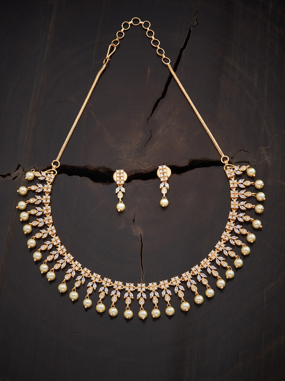 

Kushal's Fashion Jewellery Gold-Plated White Cubic Zirconia Jewellery Set