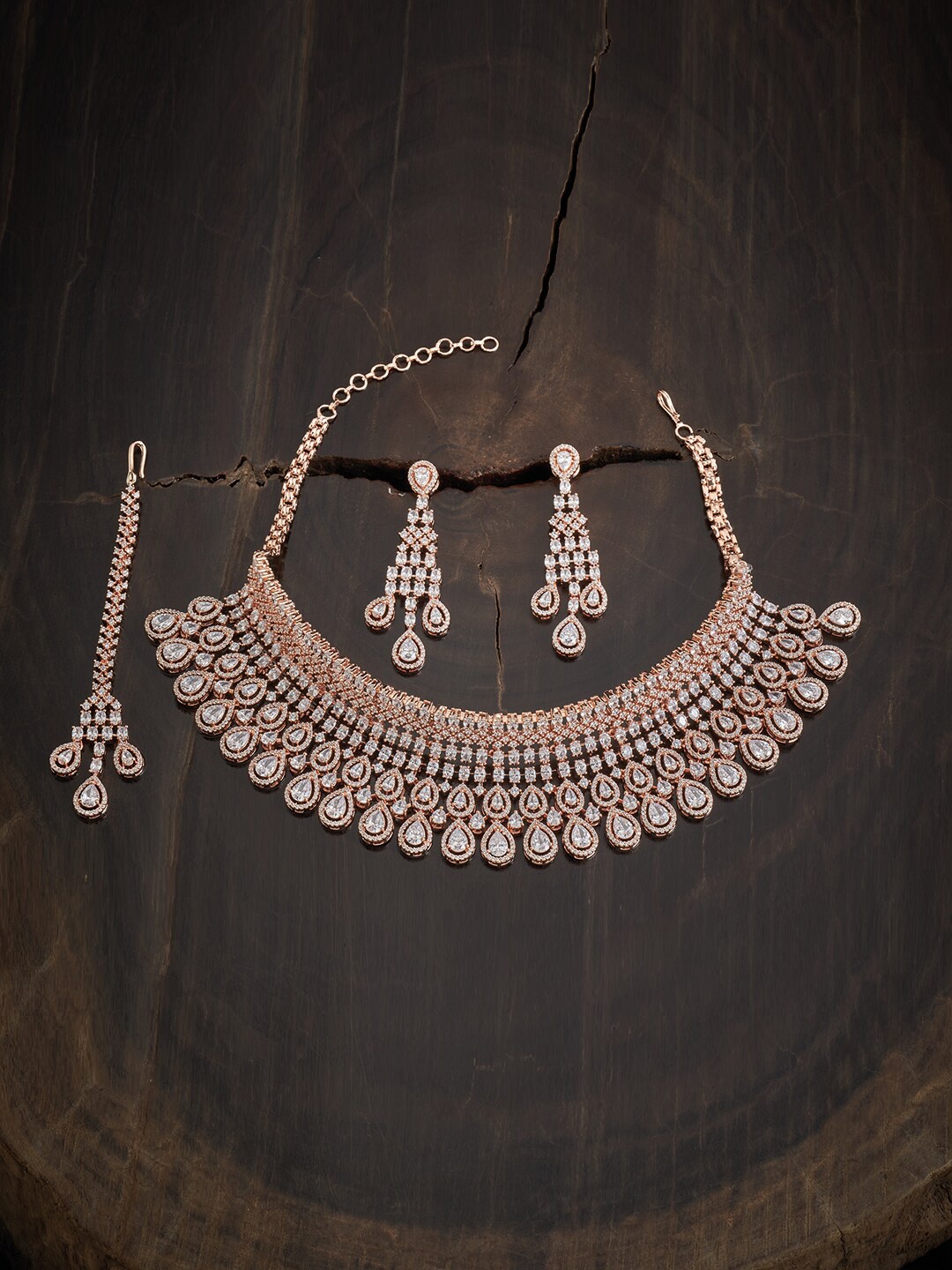 

Kushal's Fashion Jewellery White & Rose Gold-Plated Choker Jewelry Set