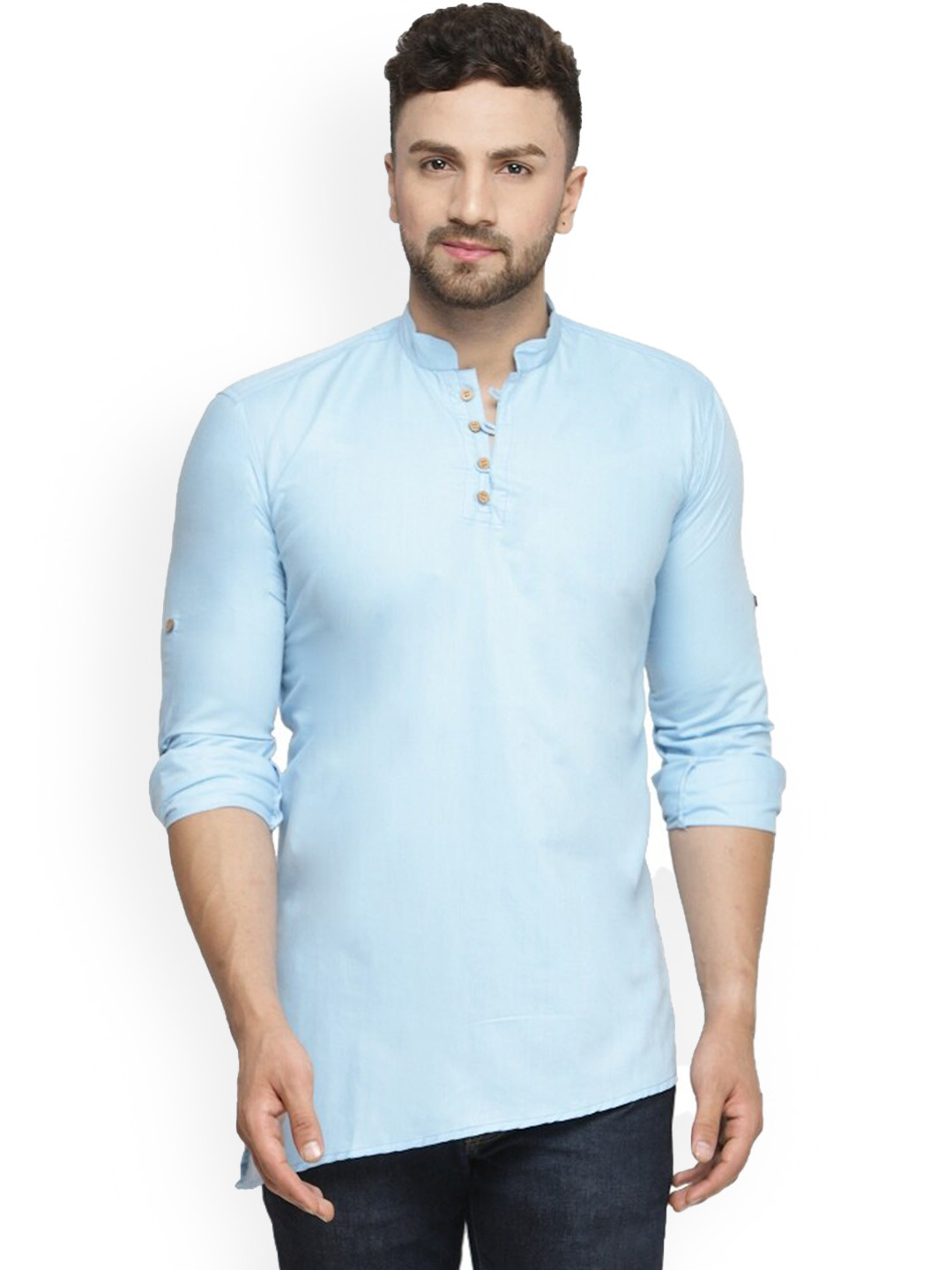 

Benstoke Men Blue Thread Work Kurta