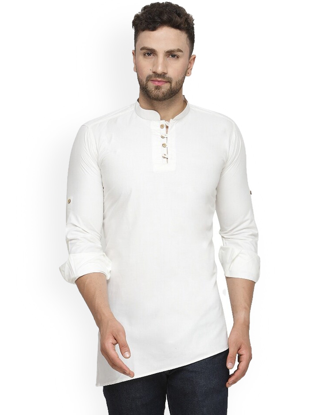 

Benstoke Men White Thread Work Kurta
