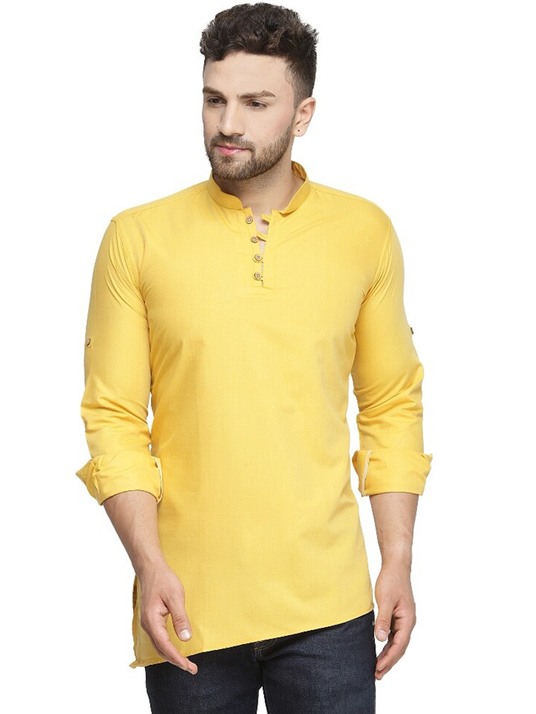 

Benstoke Men Yellow & lemon zest Thread Work Kurta