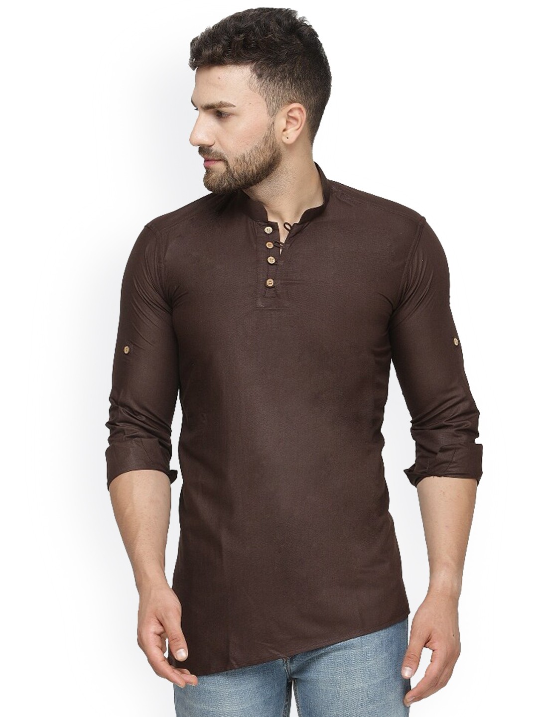 

Benstoke Men Brown Thread Work Kurta