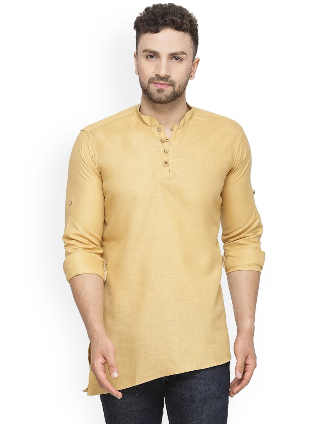

Benstoke Men Copper-Toned & apricot gelato Thread Work Kurta