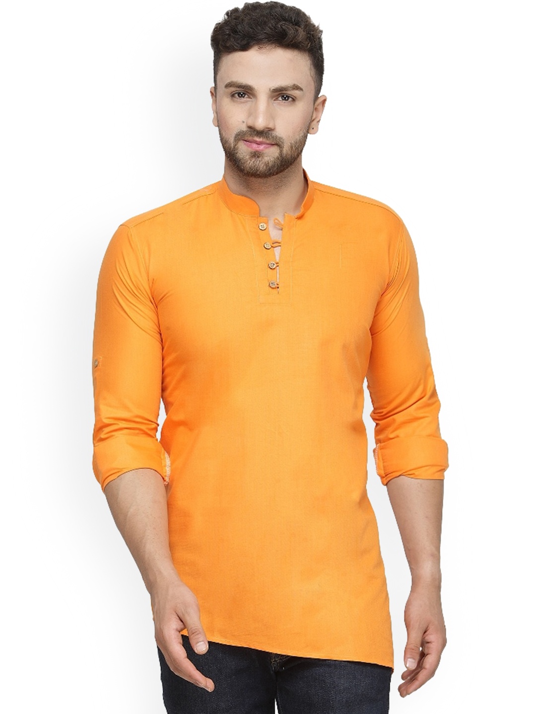 

Benstoke Men Orange Thread Work Kurta