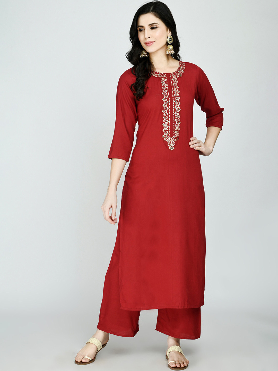 

MAFE Women Red Kurta with Palazzos