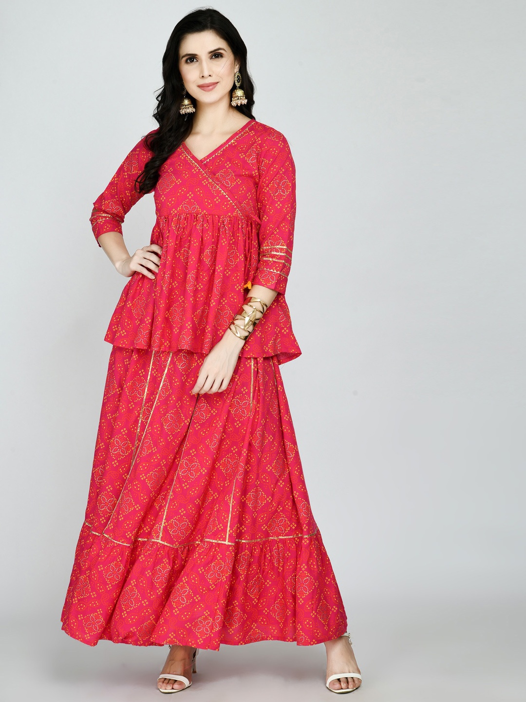 

MAFE Women Pink Ethnic Motifs Angrakha Kurti with Sharara