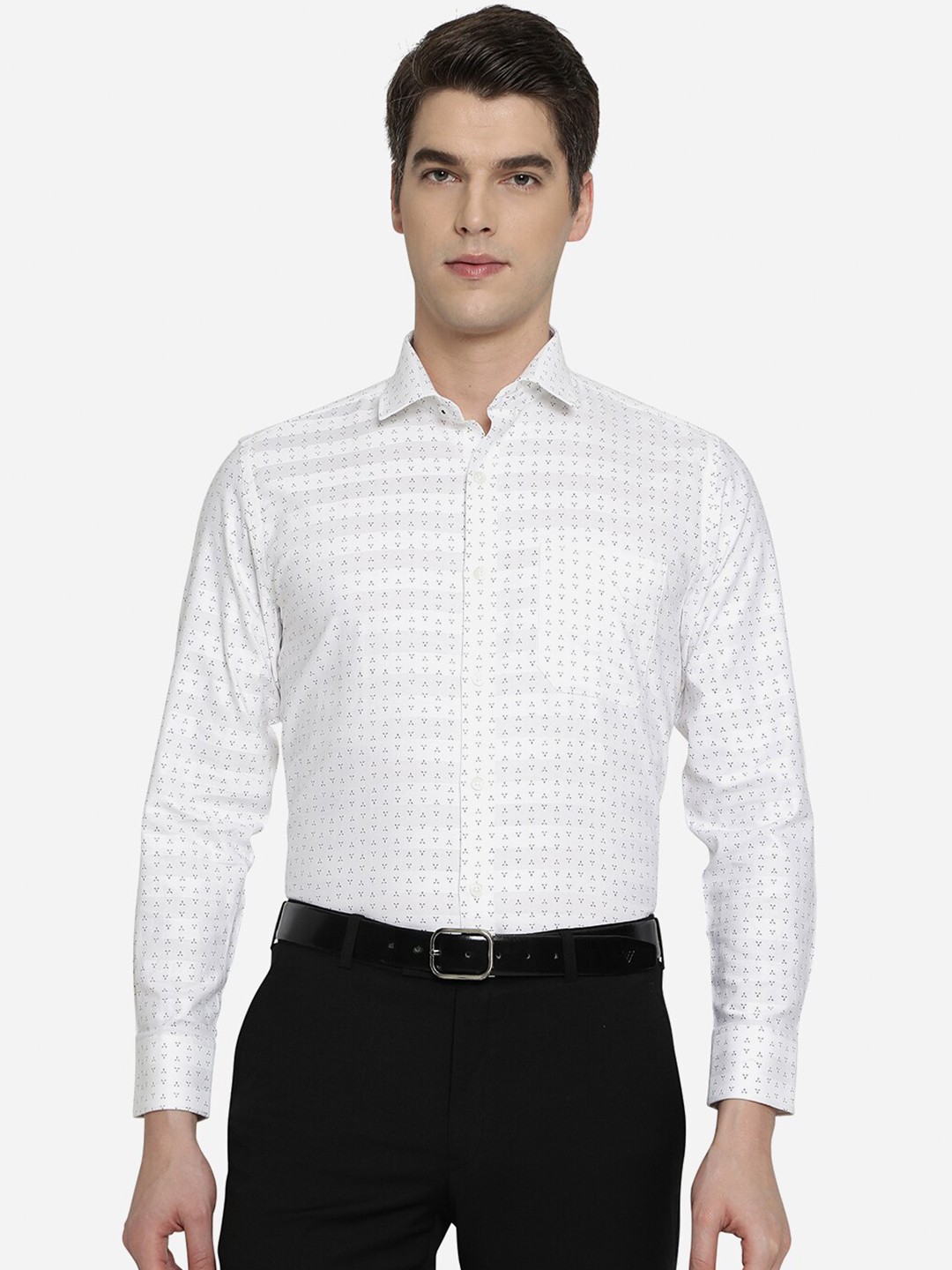 

Greenfibre Men White Slim Fit Printed Formal Shirt