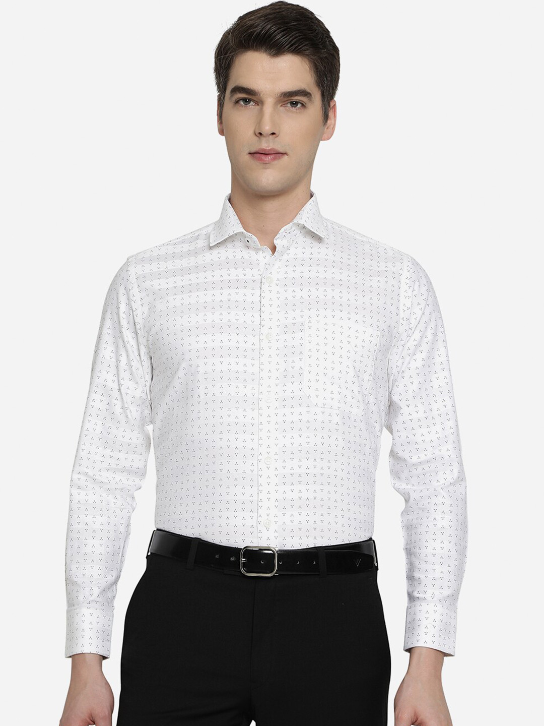 

Greenfibre Men White Slim Fit Printed Formal Shirt