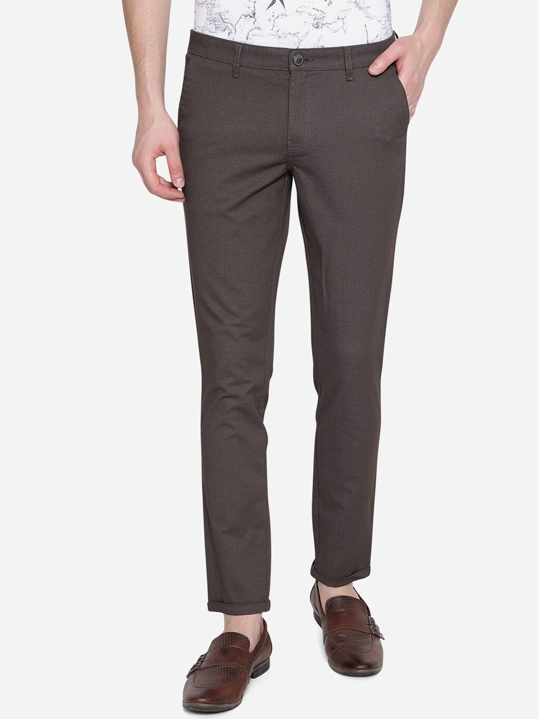 

Greenfibre Men Brown Slim Fit Trousers