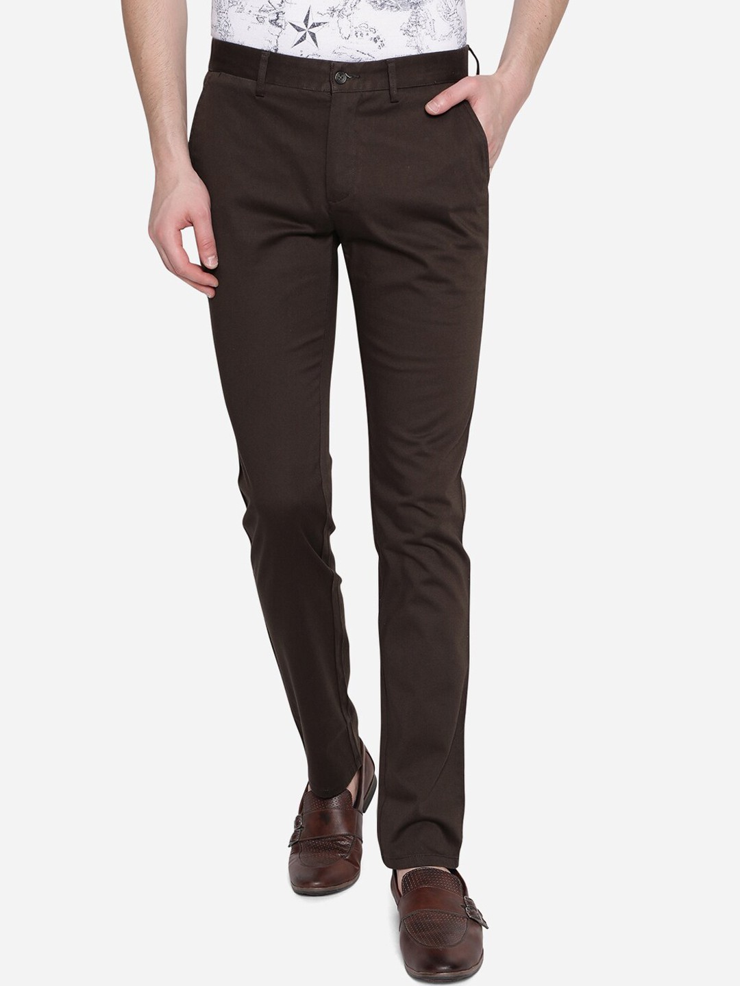 

Greenfibre Men Brown Slim Fit Trousers