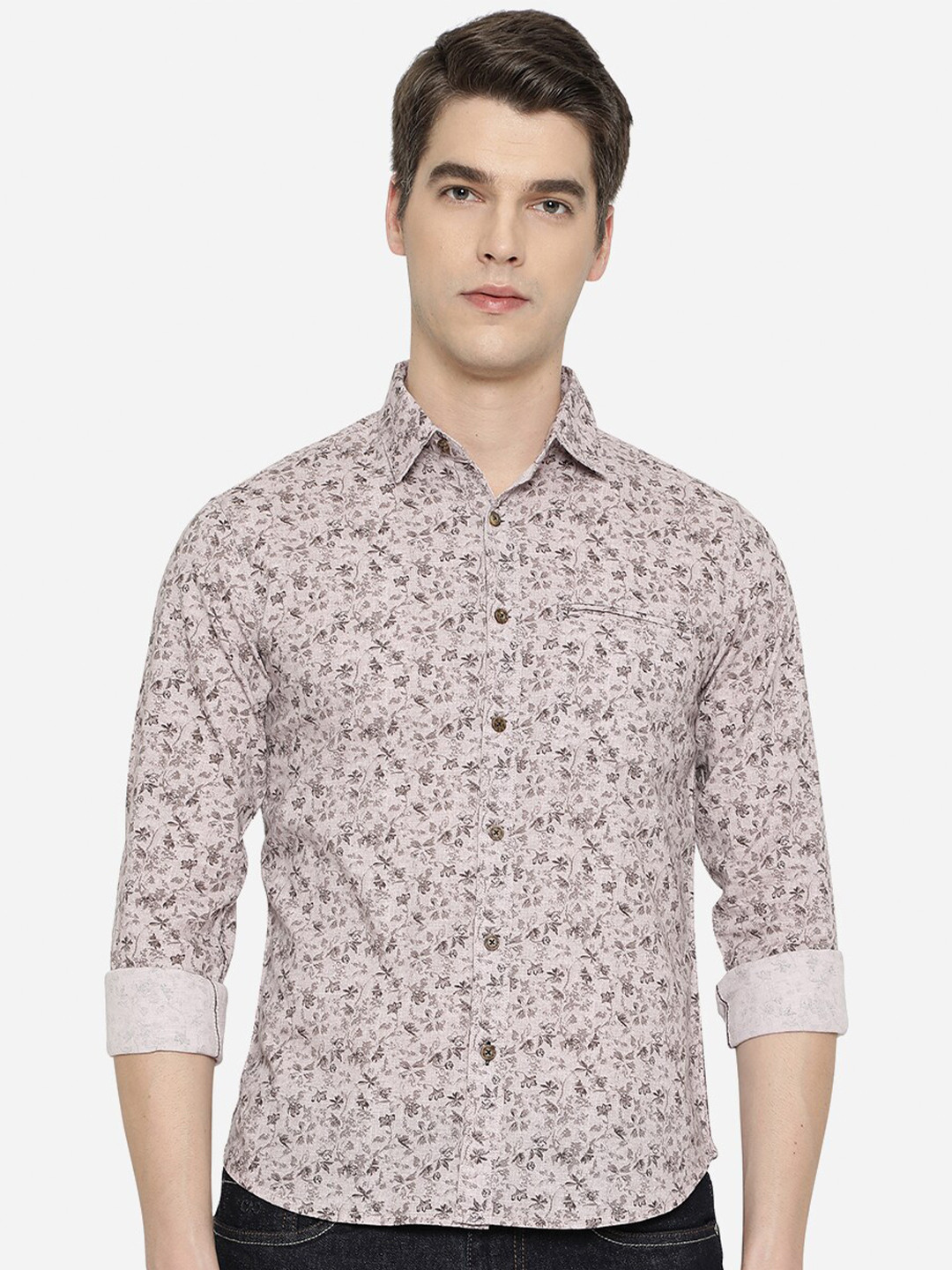

Greenfibre Men Grey Slim Fit Floral Printed Casual Shirt