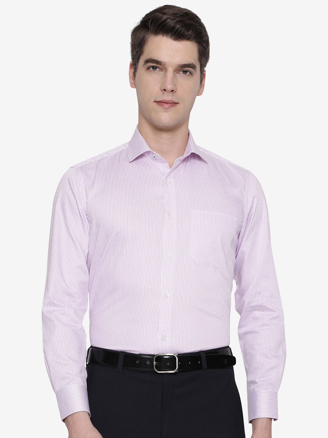 

Greenfibre Men White Slim Fit Striped Formal Shirt