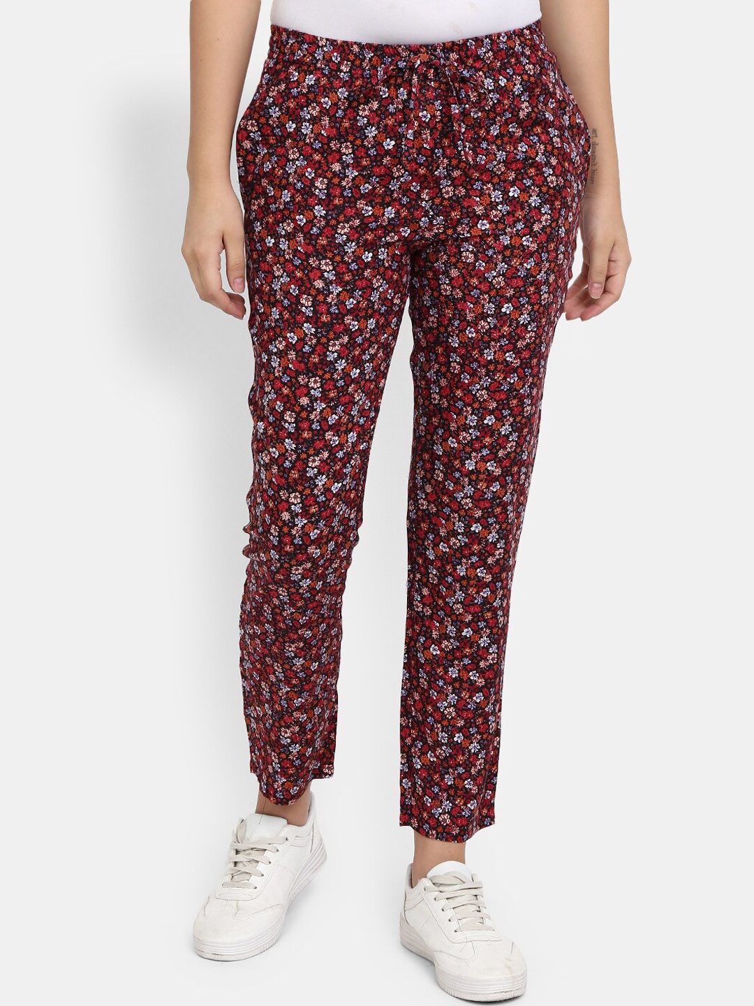 

V-Mart Women Black Printed Cotton Track Pants