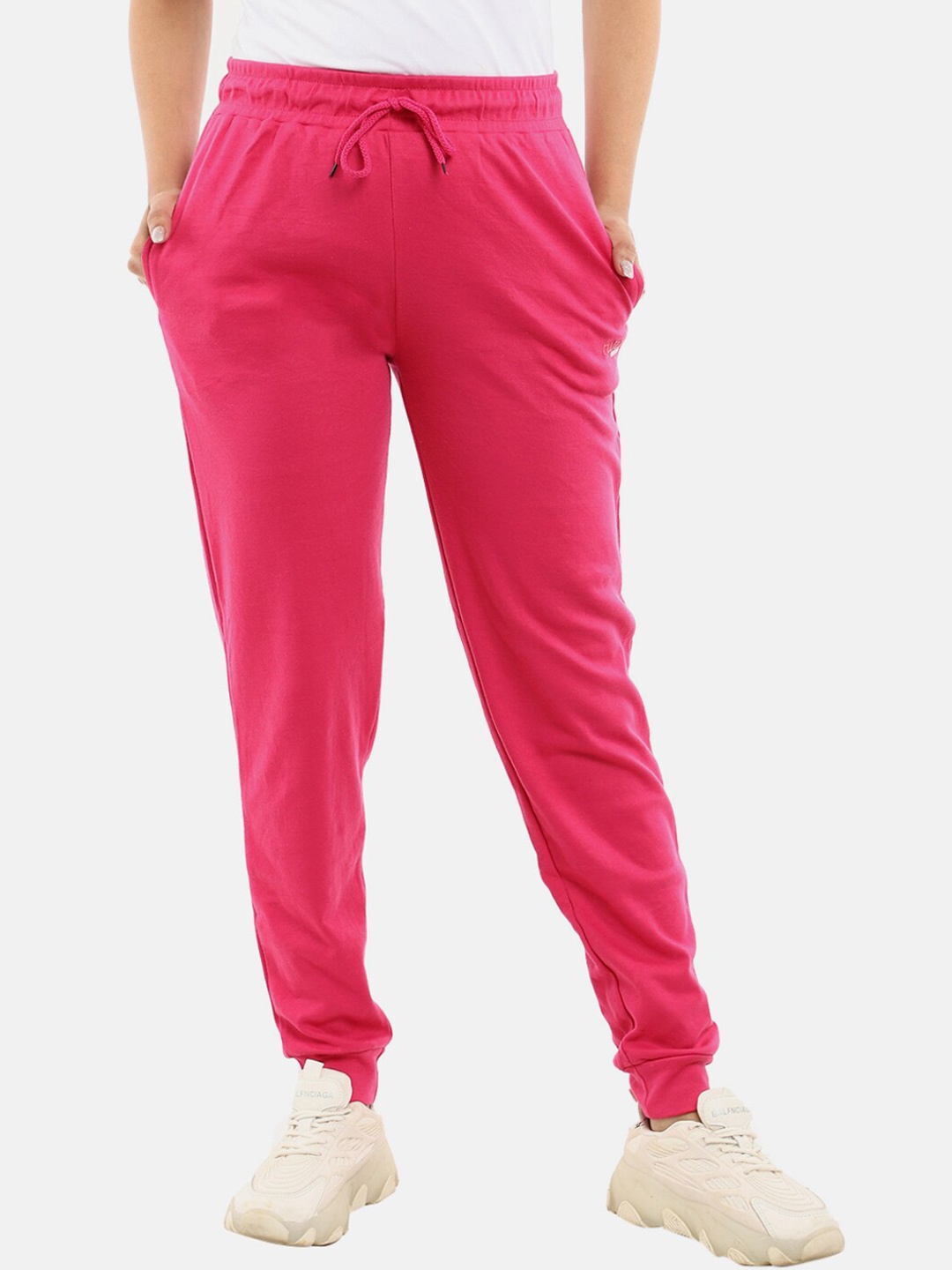 

V-Mart Women Fuchsia Pink Solid Track Pants