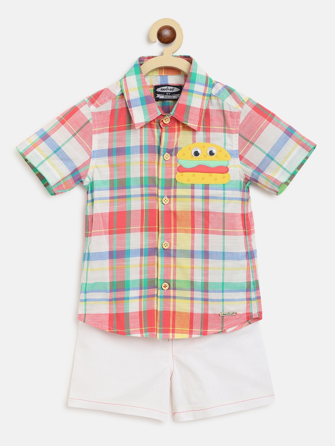 

Nauti Nati Boys Multicoloured Checked Shirt with Shorts, Multi