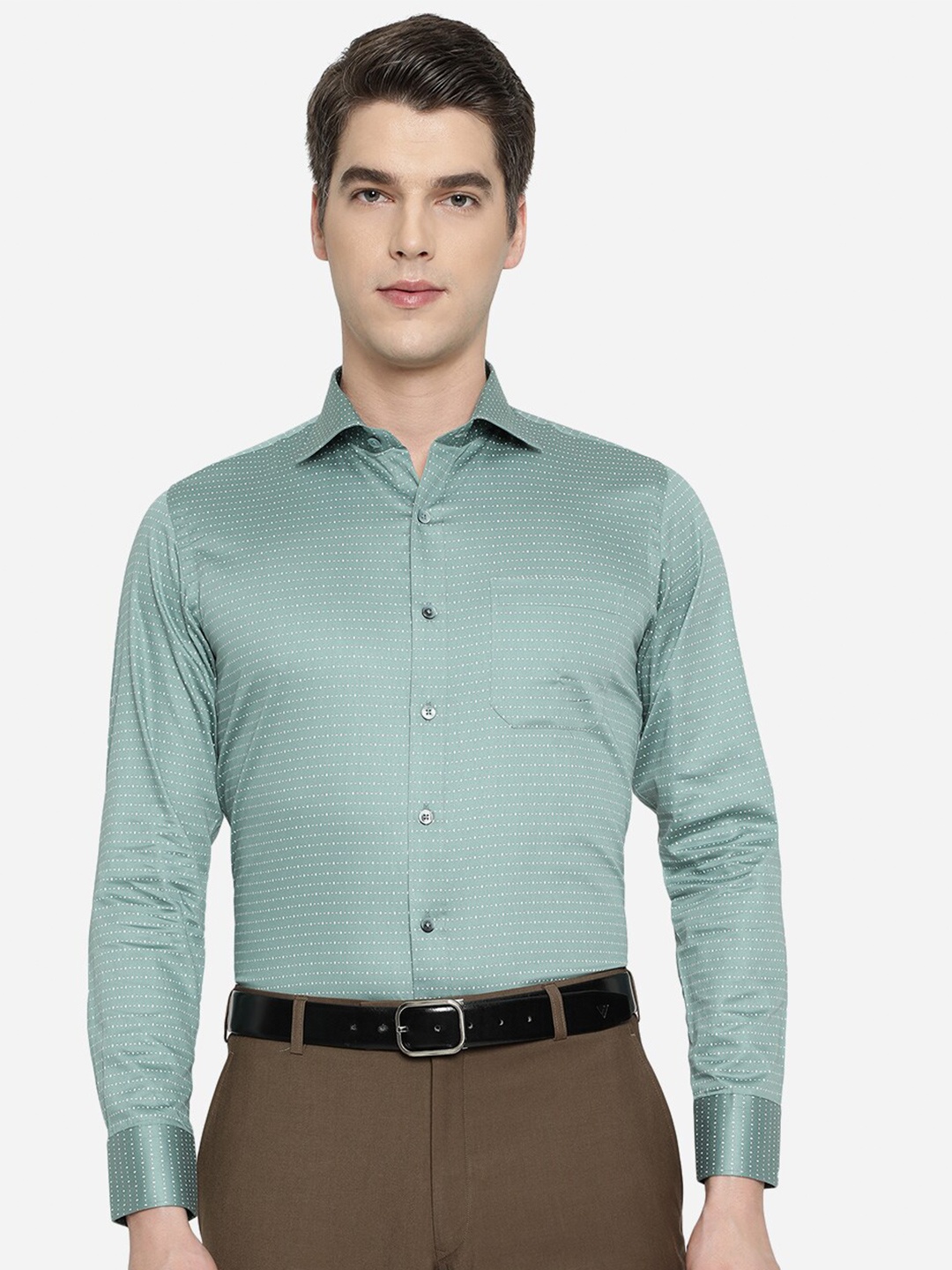 

METAL Men Green Slim Fit Formal Shirt
