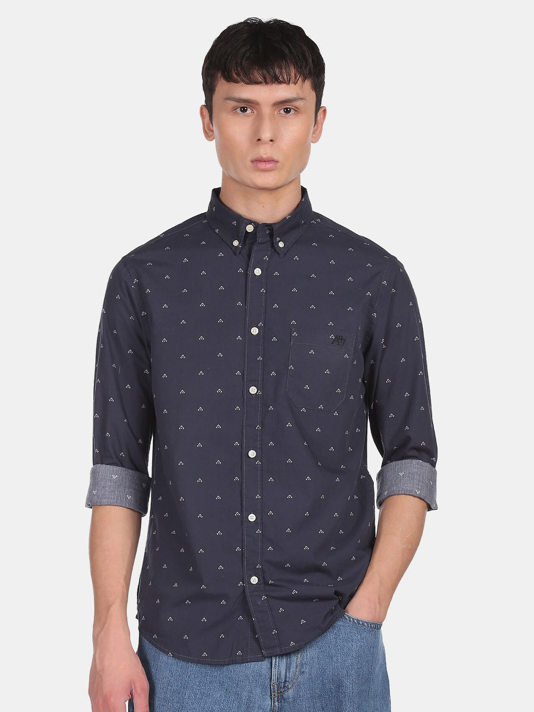 

Aeropostale Men Blue Printed Casual Shirt