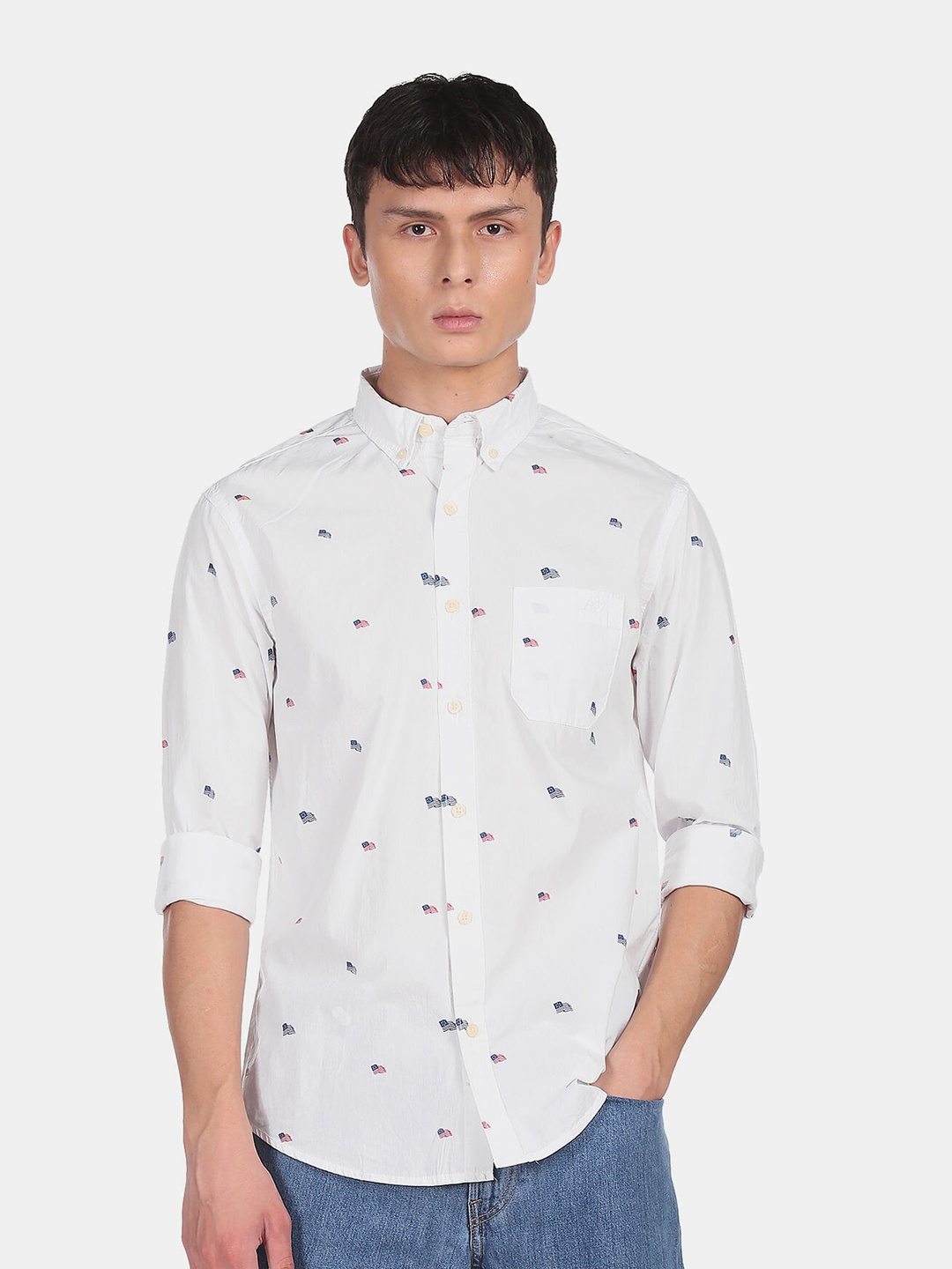 

Aeropostale Men White Printed Casual Shirt