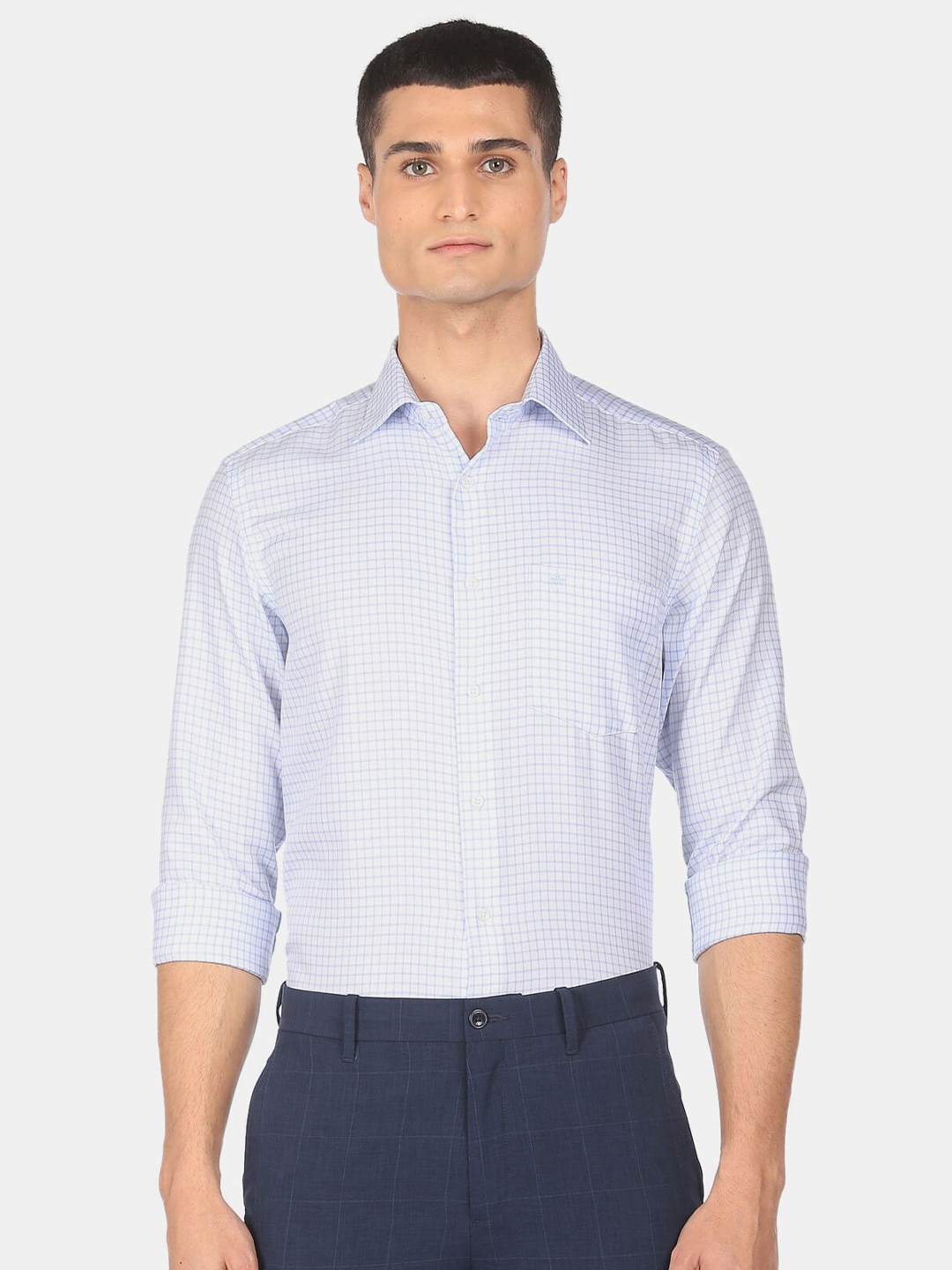 

Arrow Men White Grid Tattersall Checks Checked Casual Shirt