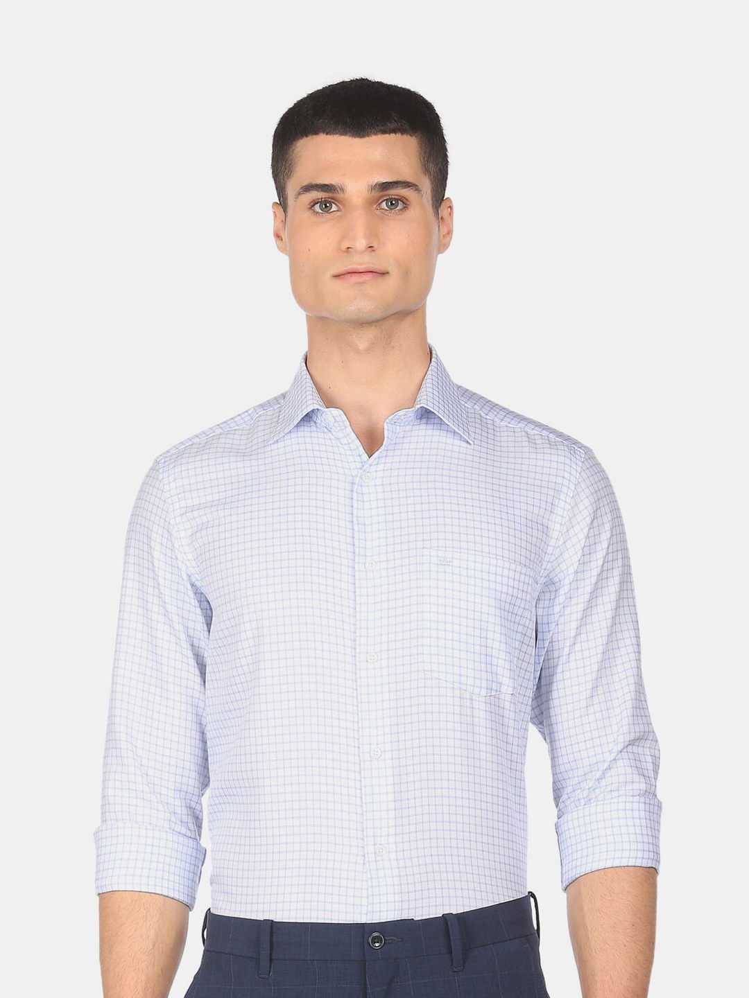 

Arrow Men White Grid Tattersall Checks Checked Casual Shirt