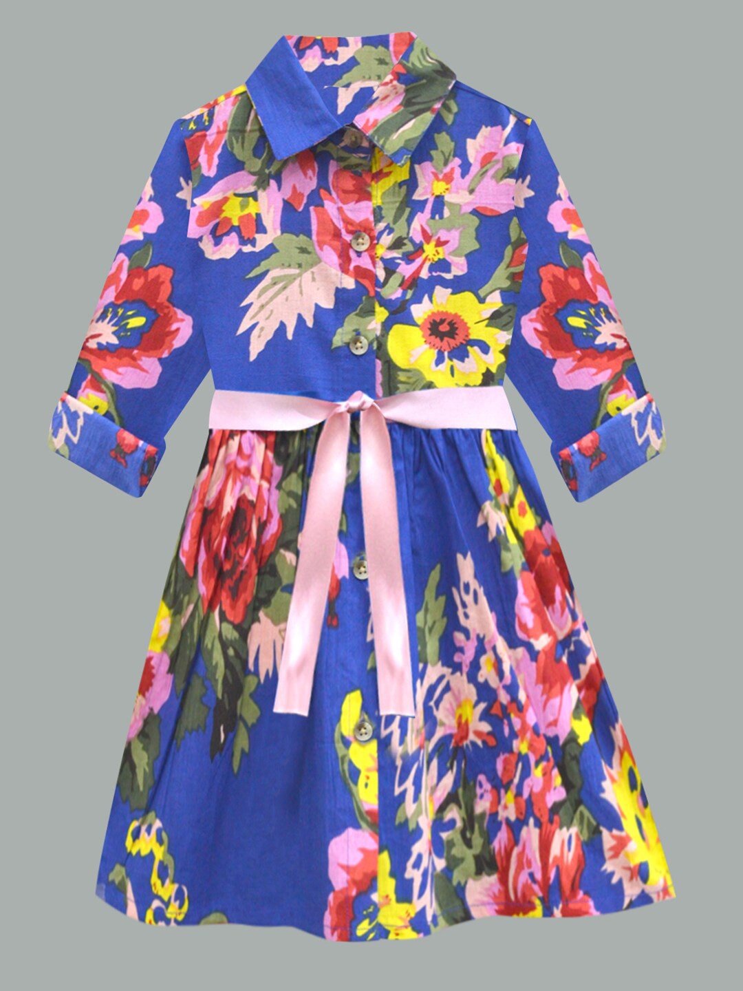 

A T U N Blue & cerulean blue Floral Dress