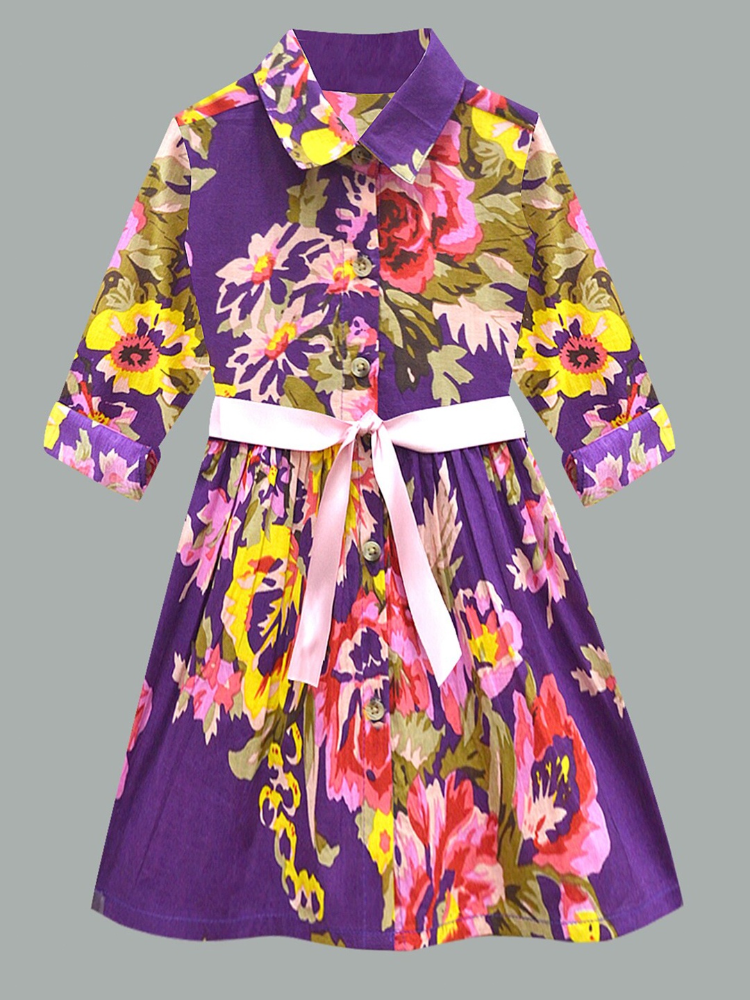 

A T U N Purple Floral A-Line Dress