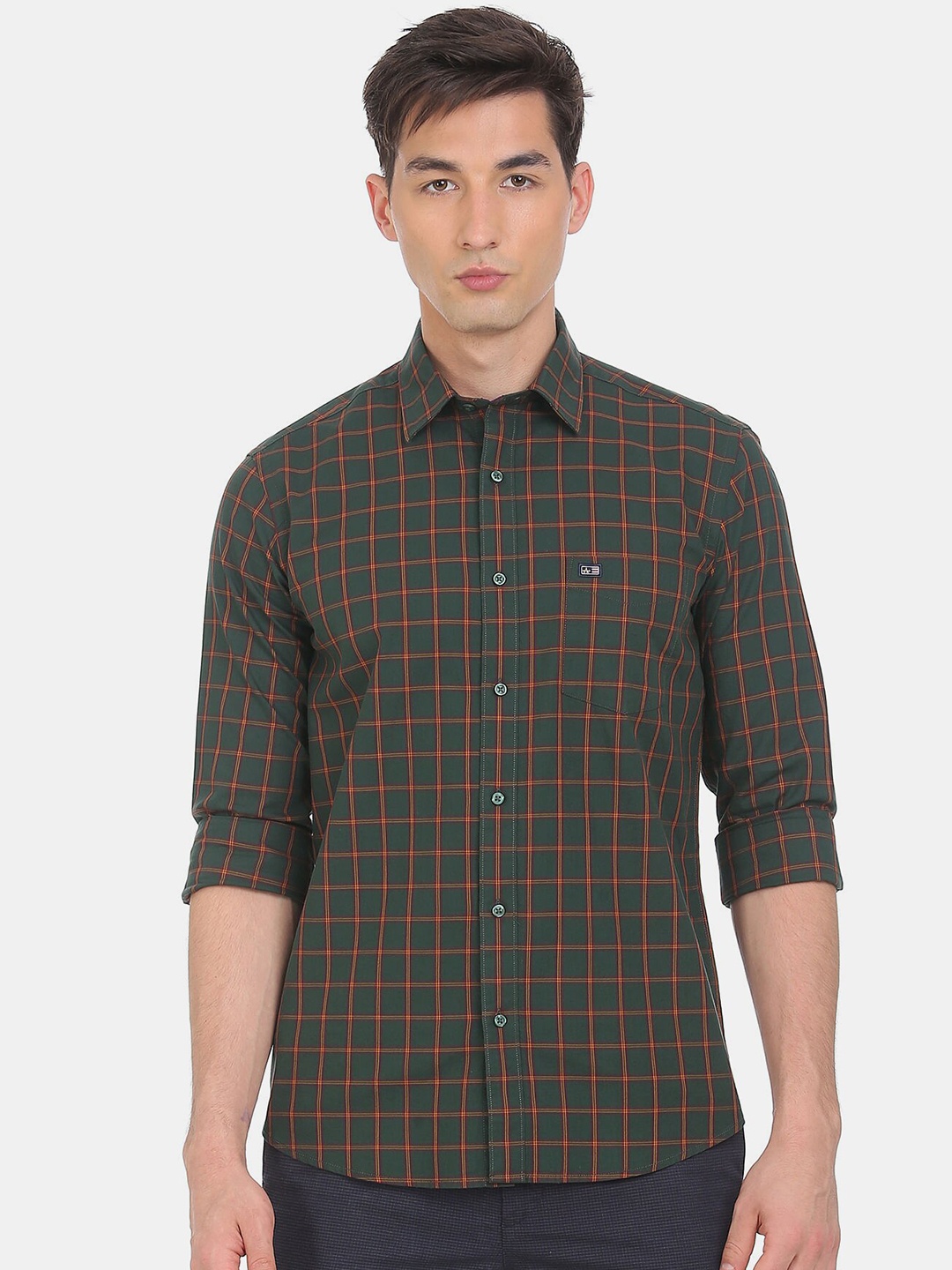 

Arrow Sport Men Green Slim Fit Tartan Checks Checked Casual Shirt