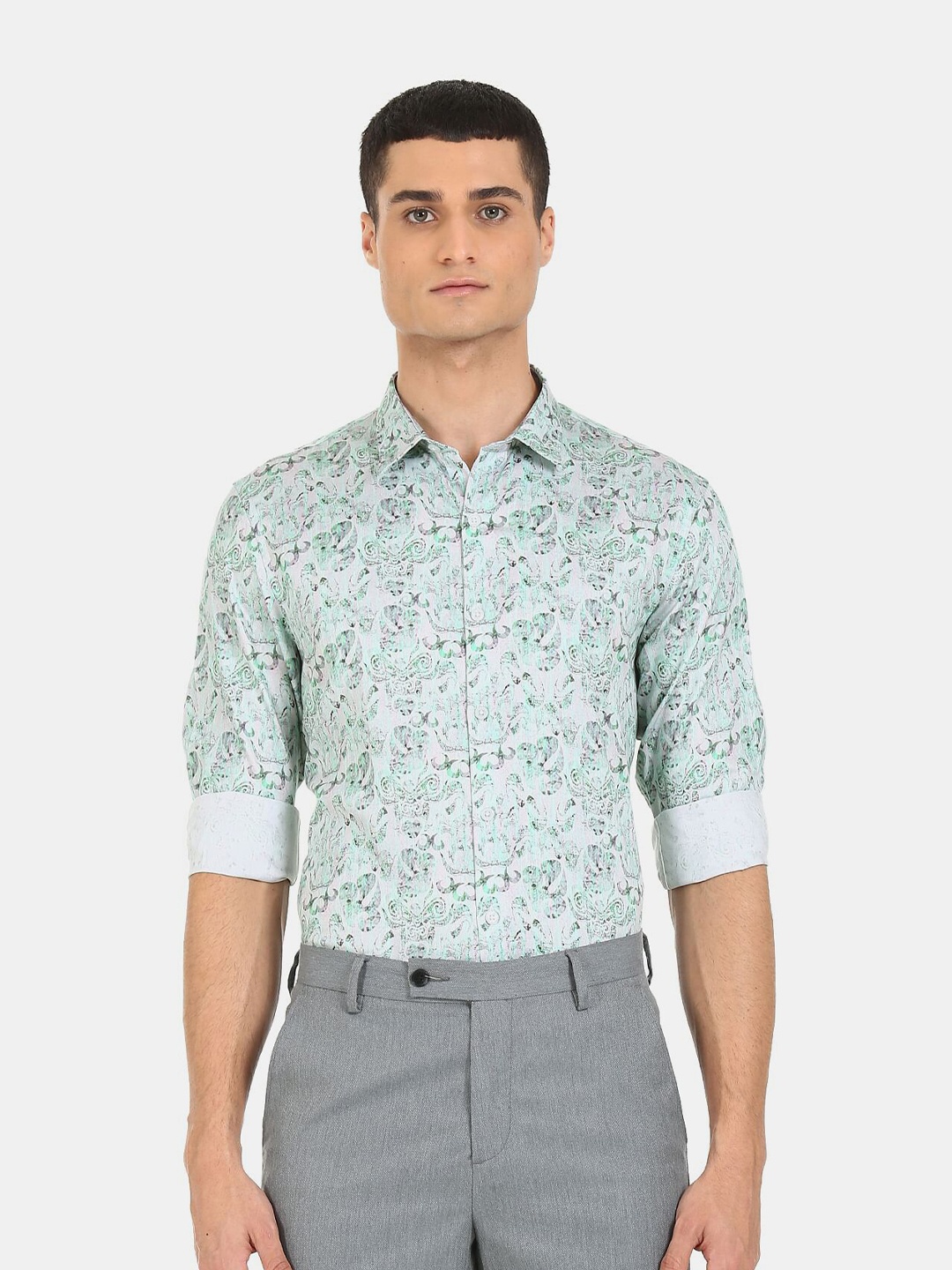 

Excalibur Men Green Slim Fit Floral Printed Casual Shirt