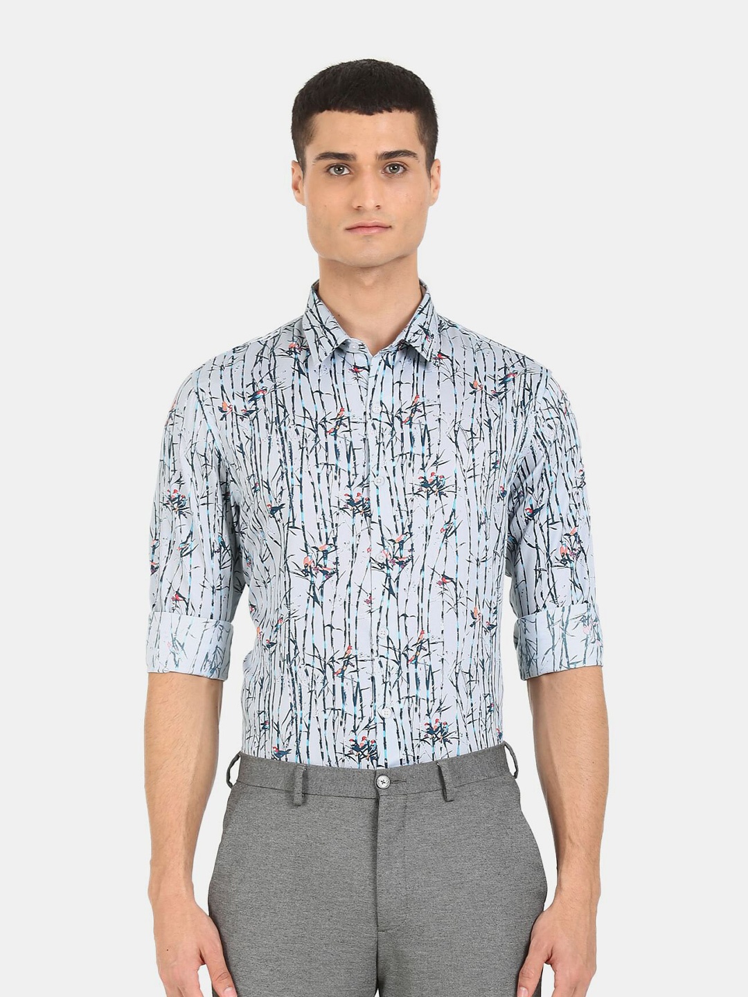 

Excalibur Men Blue Slim Fit Printed Casual Shirt