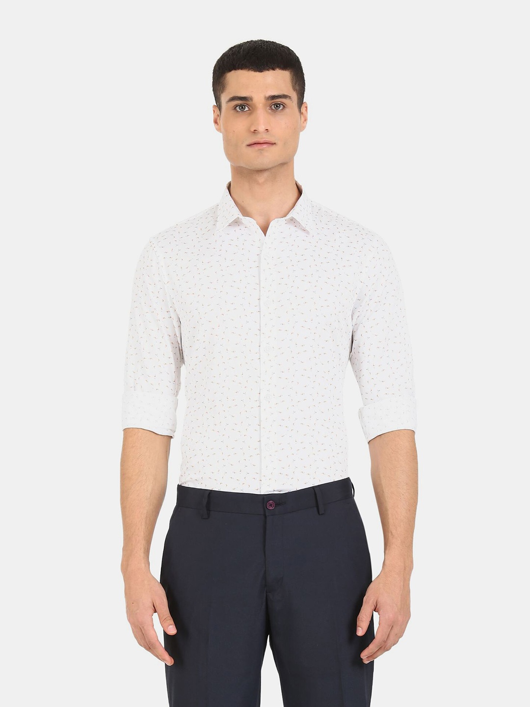 

Excalibur Men White Slim Fit Floral Printed Casual Shirt
