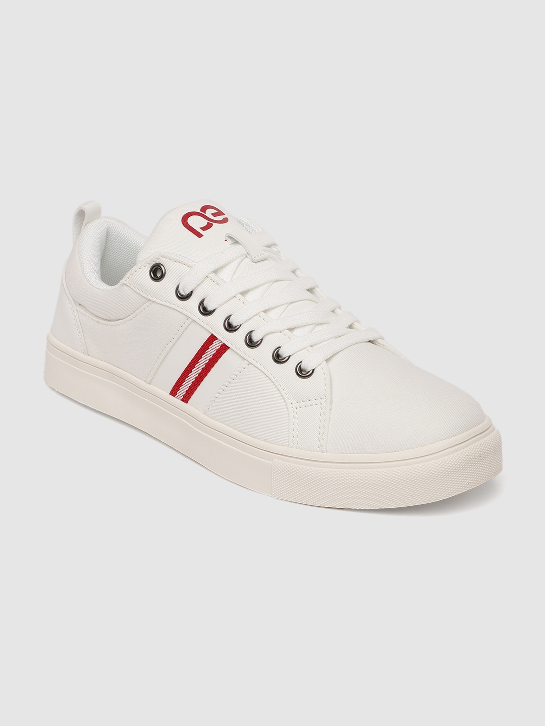 

Peter England Men White Striped Sneakers