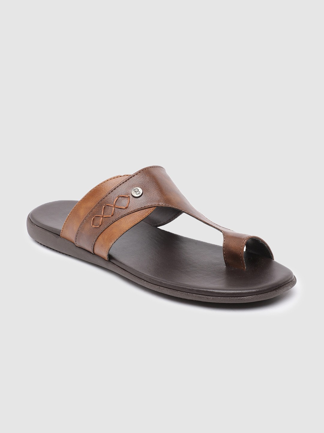 

Peter England Men Solid One Toe Comfort Sandals, Brown