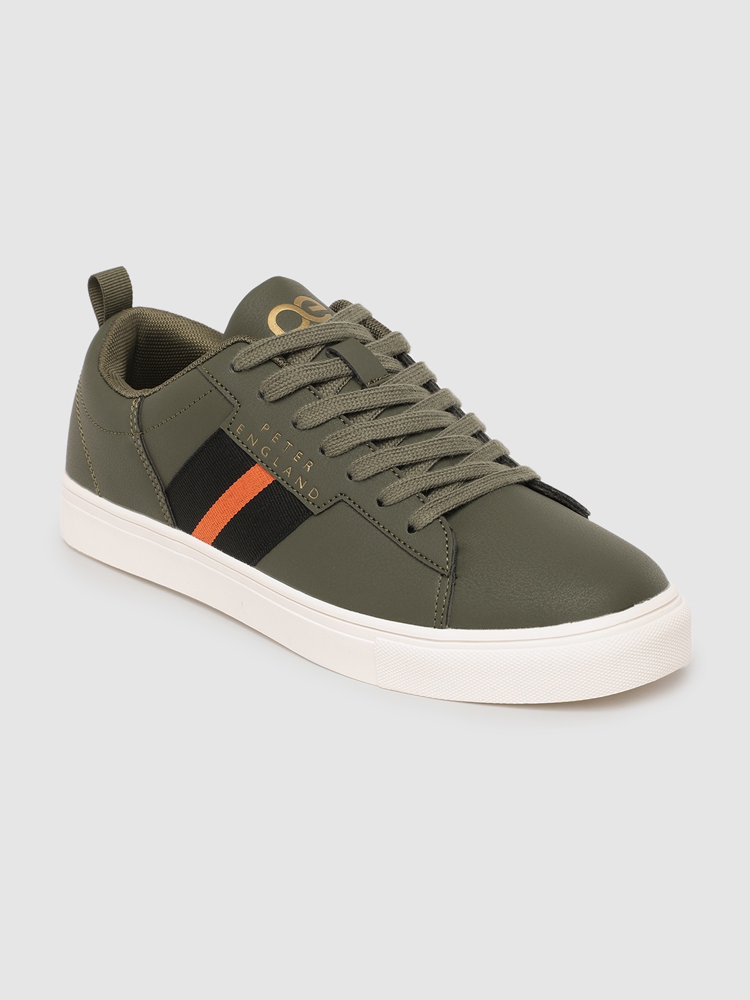 

Peter England Men Olive Green Solid Sneakers