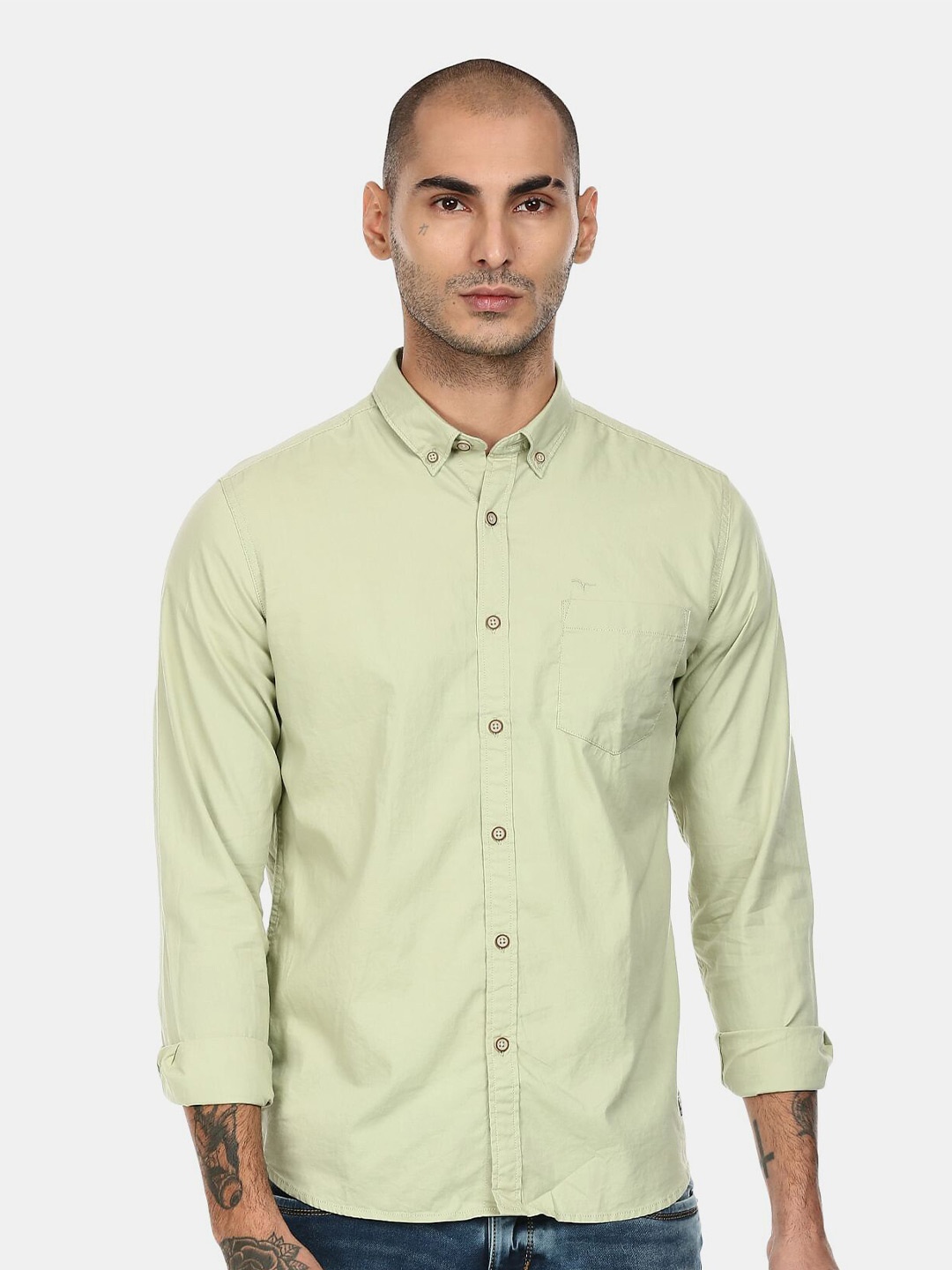 

Flying Machine Men Green Casual Shirt