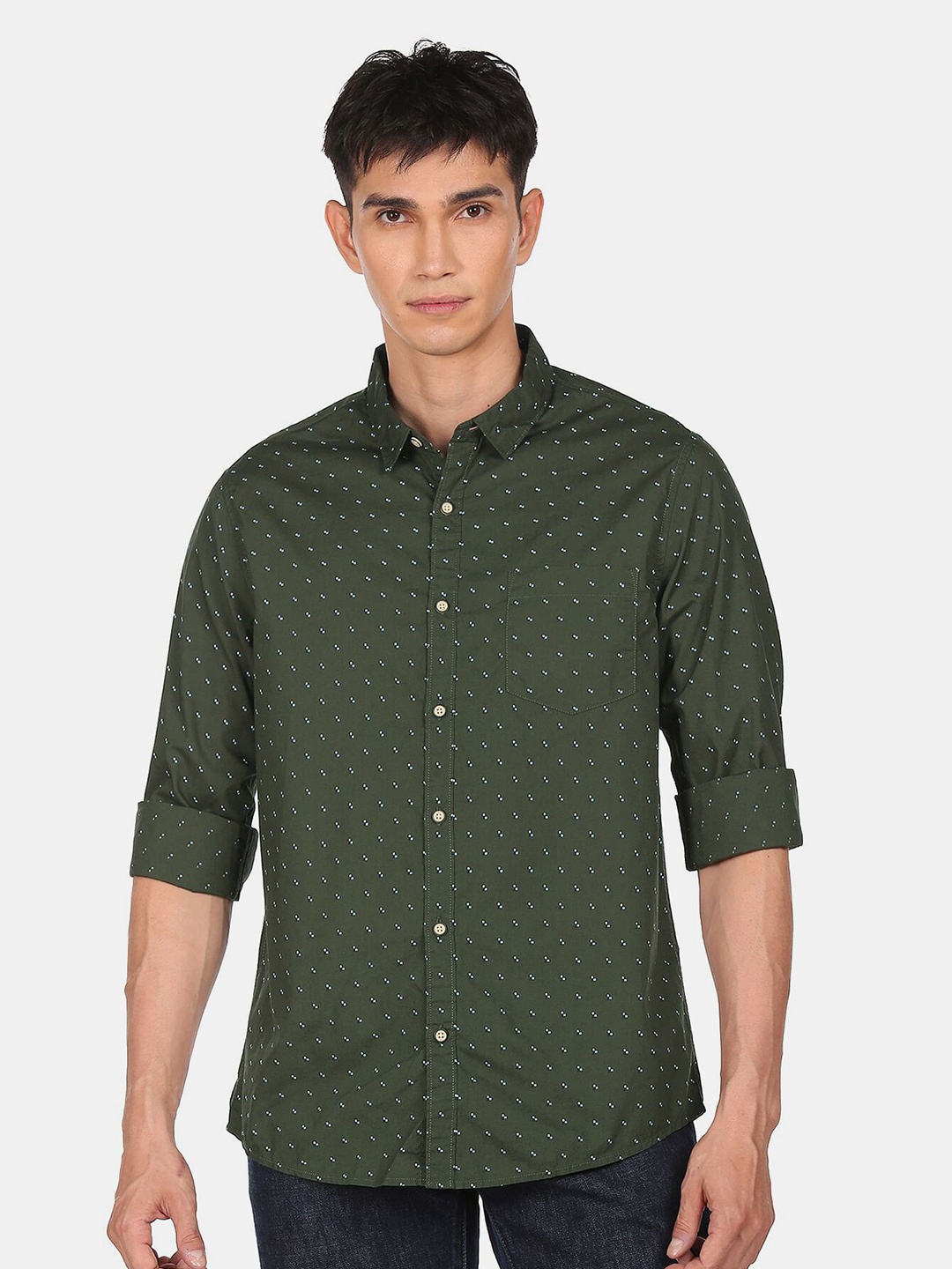 

Ruggers Men Green Printed Casual Shirt